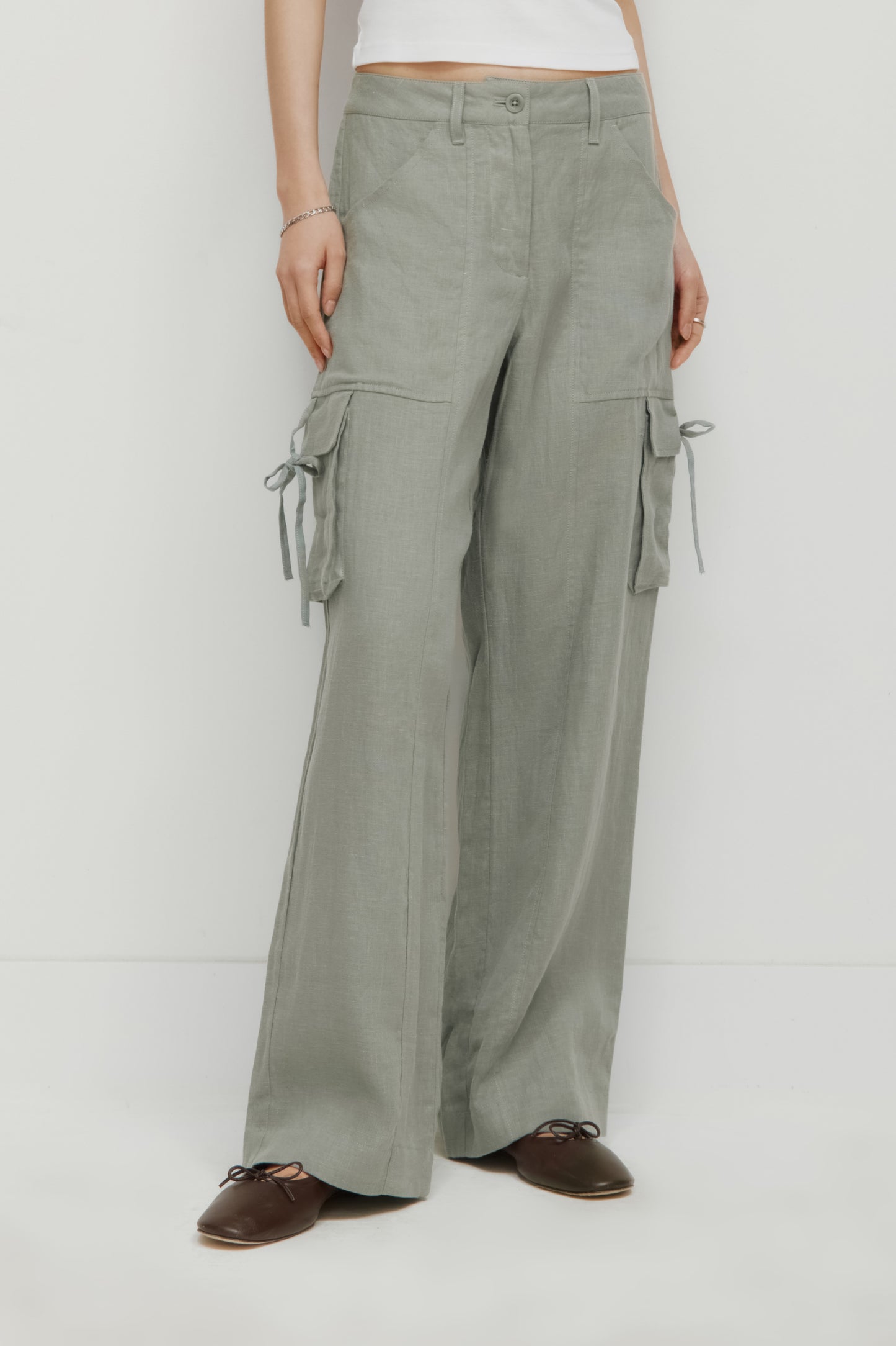 Women's Sila Linen Tie Pant in Shadow