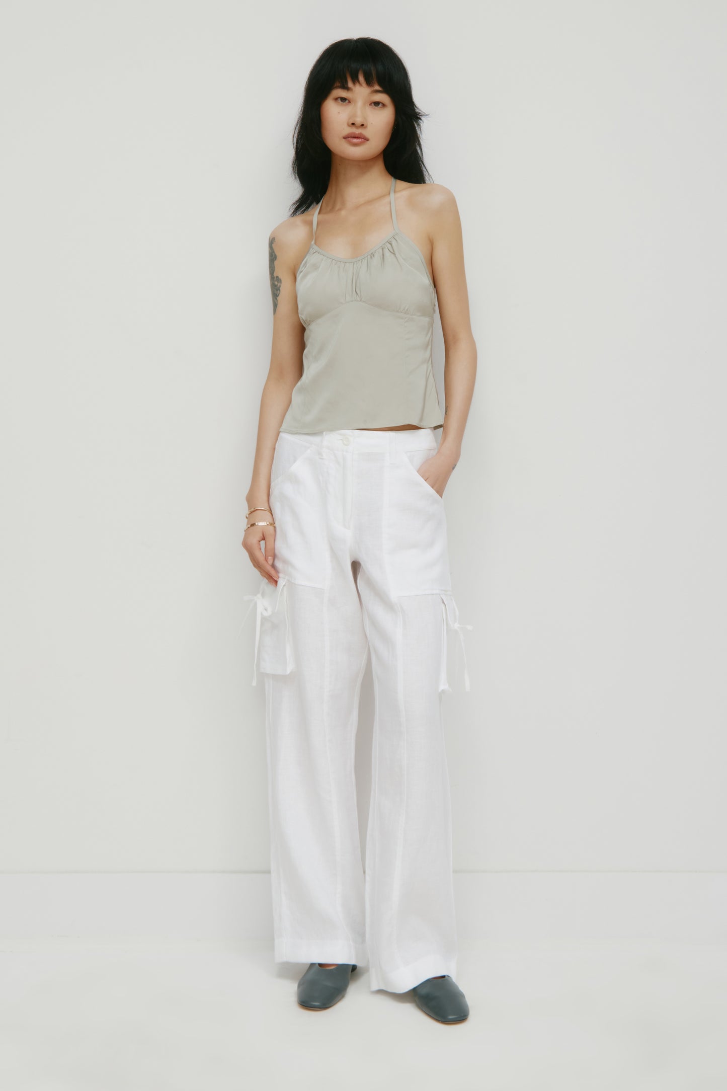 Women's Sila Linen Tie Pant in White