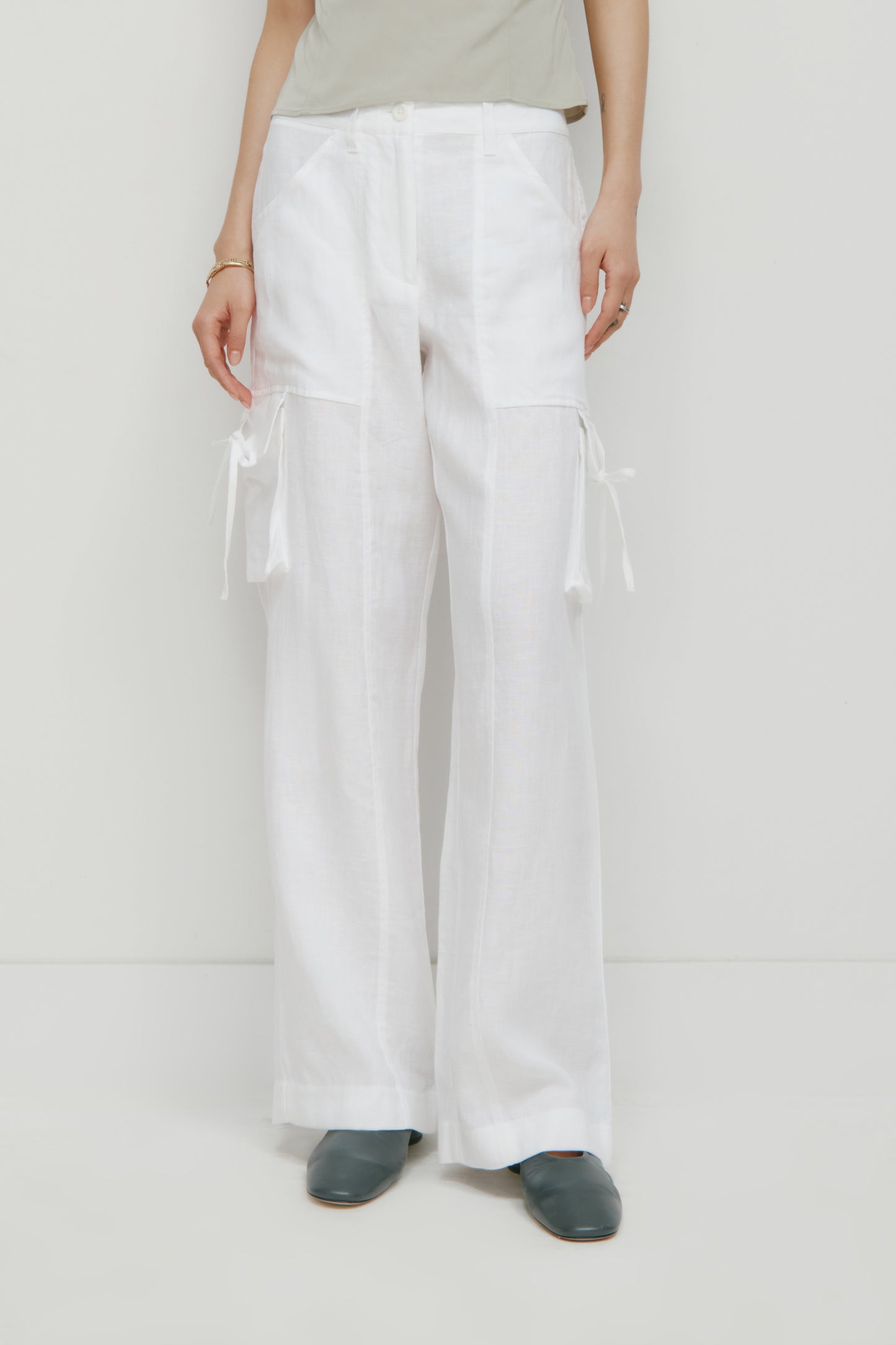 Women's Sila Linen Tie Pant in White