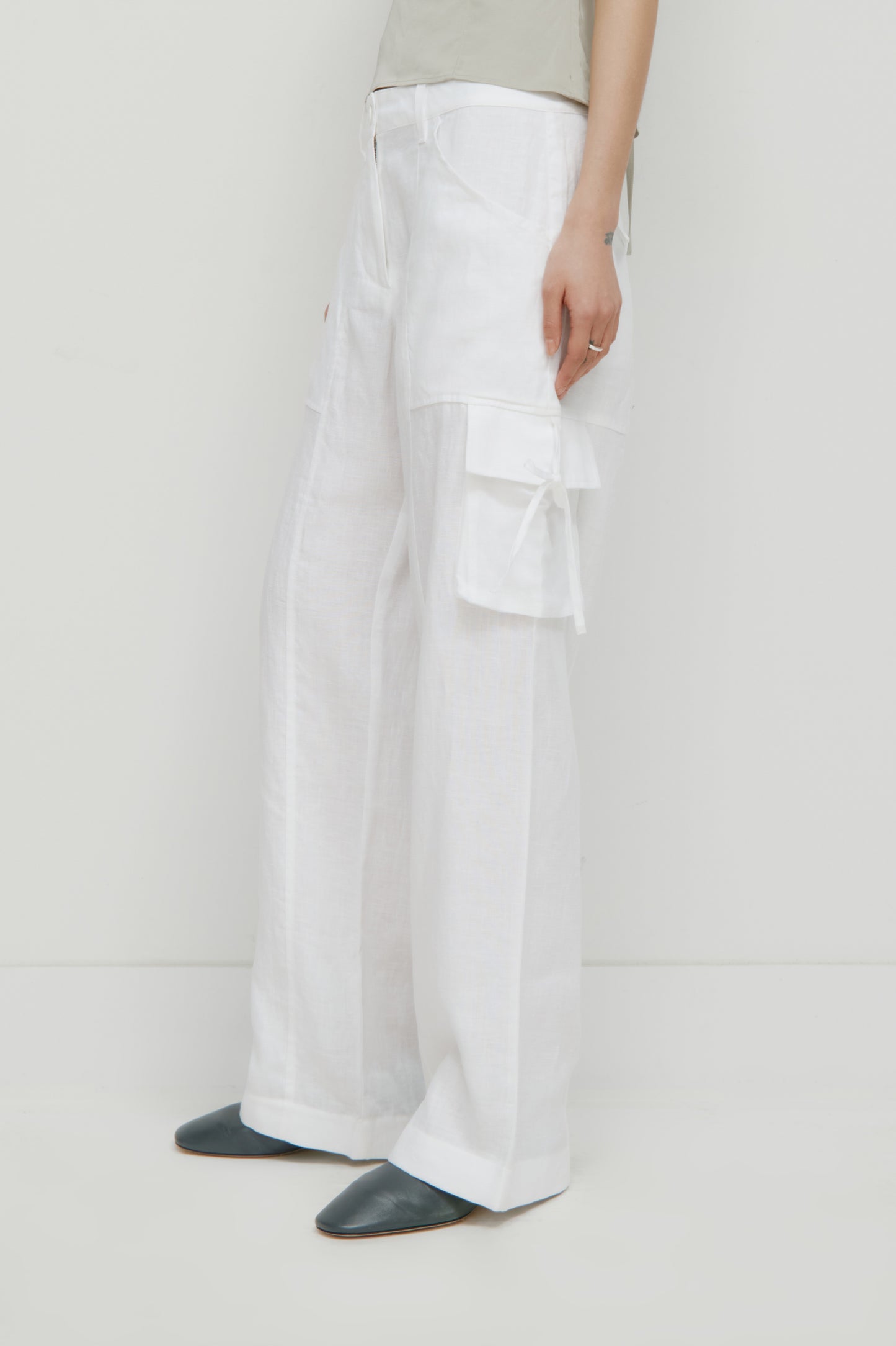 Women's Sila Linen Tie Pant in White