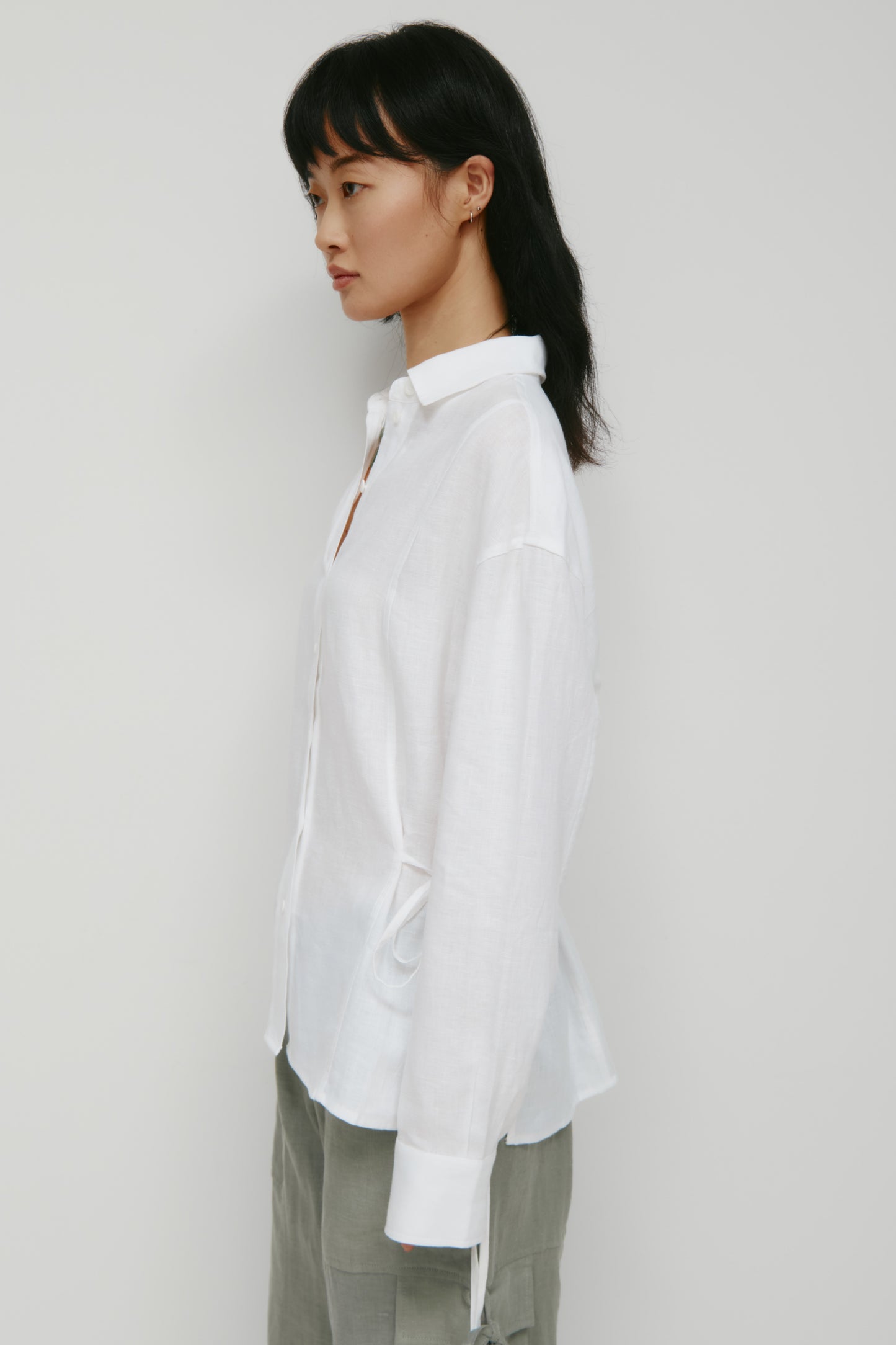 Women's Sila Linen Tie Shirt in White