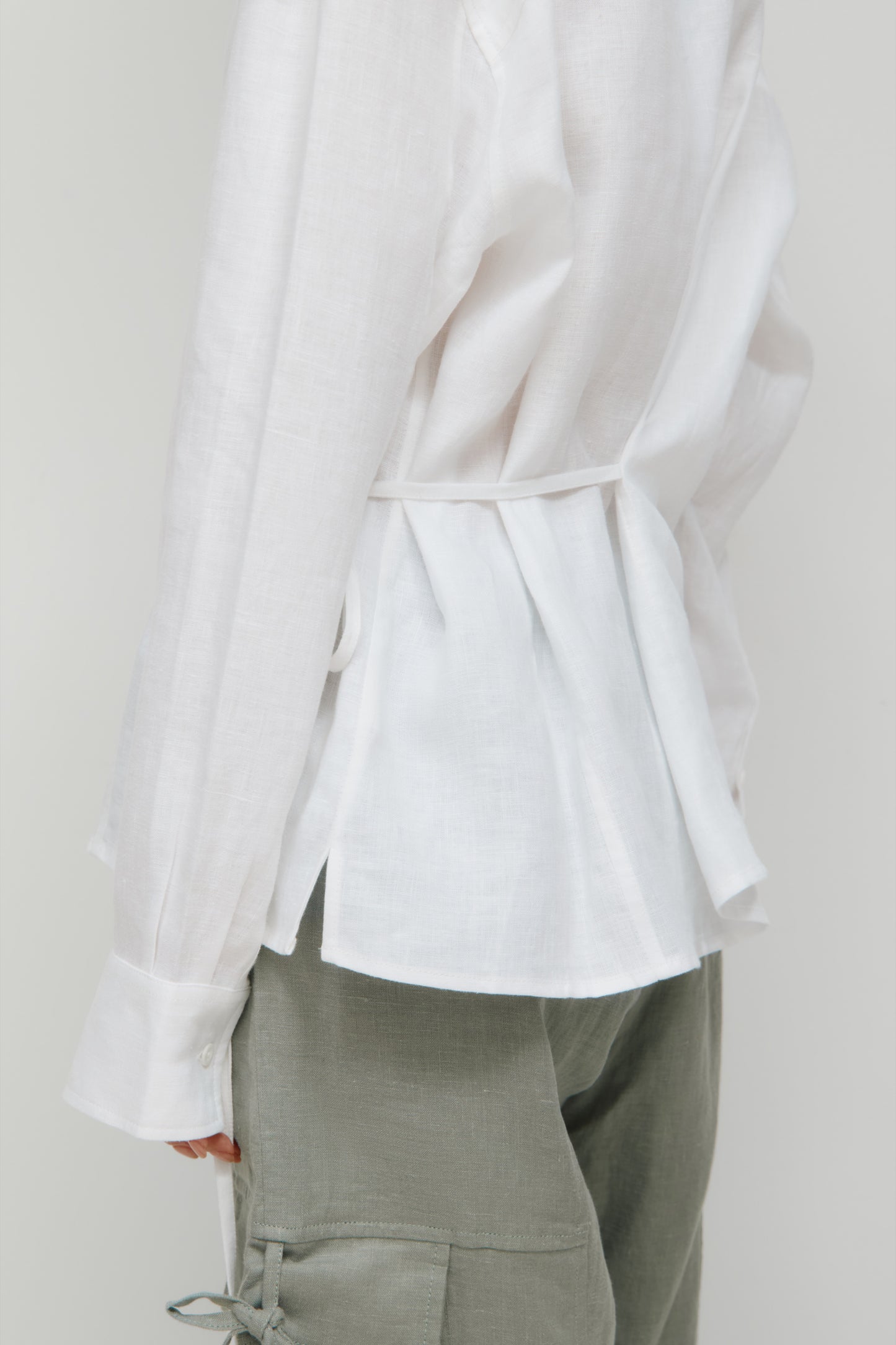 Women's Sila Linen Tie Shirt in White