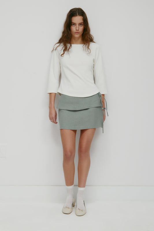Women's Sila Linen Tie Skirt in Shadow