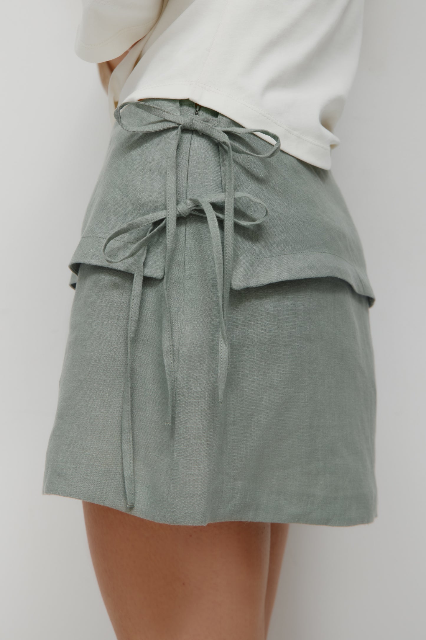 Women's Sila Linen Tie Skirt in Shadow