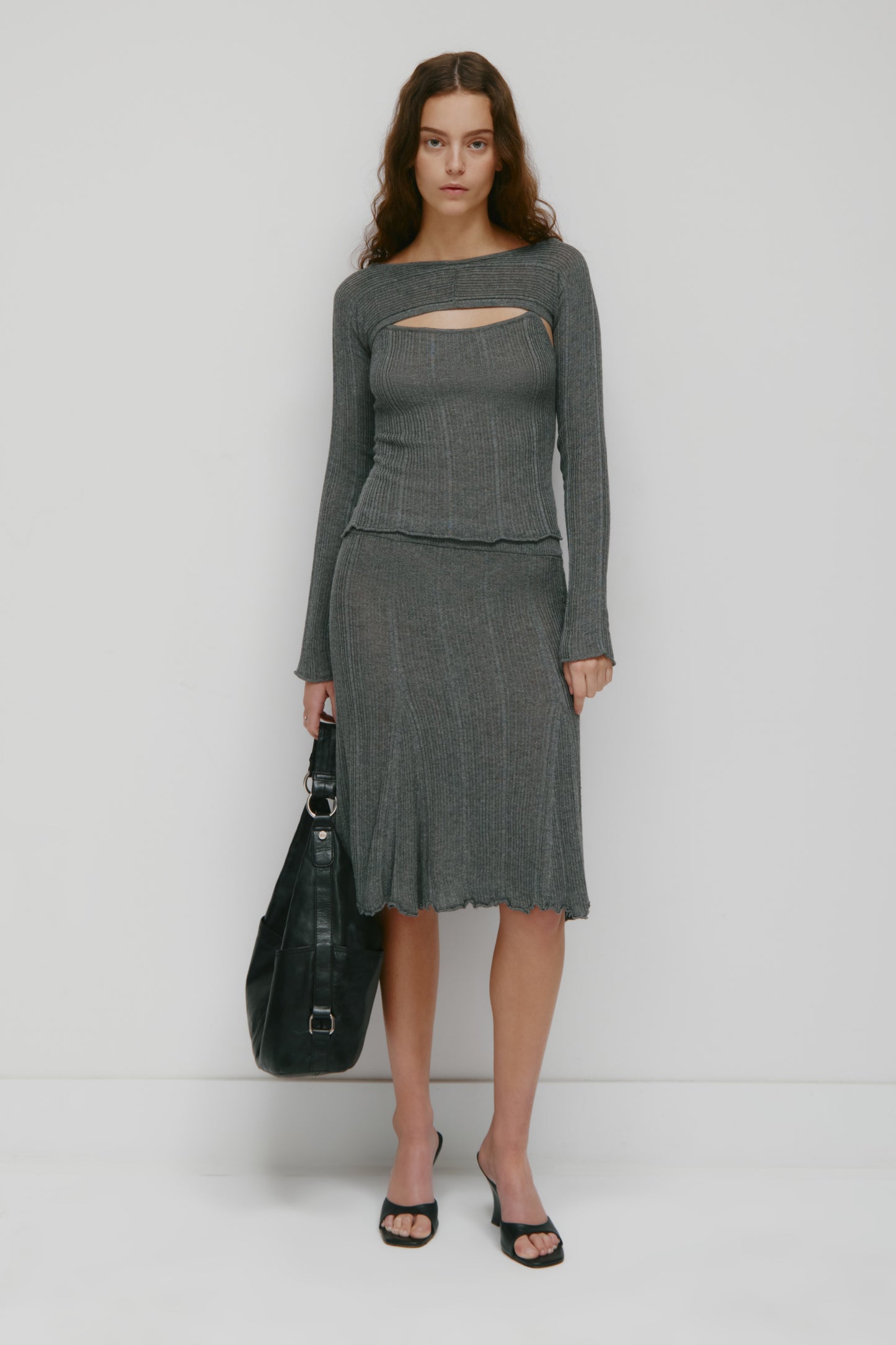 Women's Solis Ribbed Knit 2-in-1 in Charcoal Mix