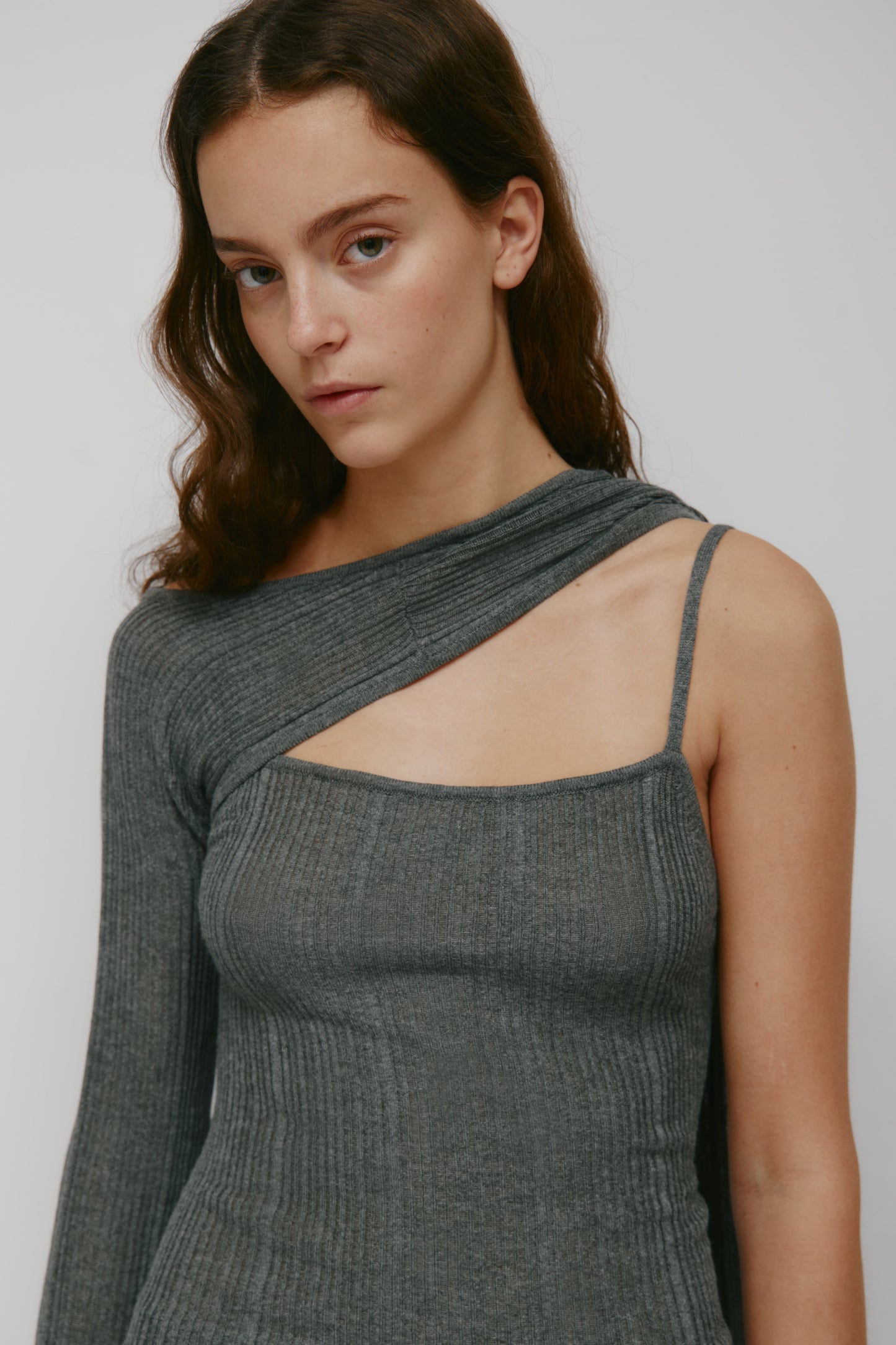 Women's Solis Ribbed Knit 2-in-1 in Charcoal Mix