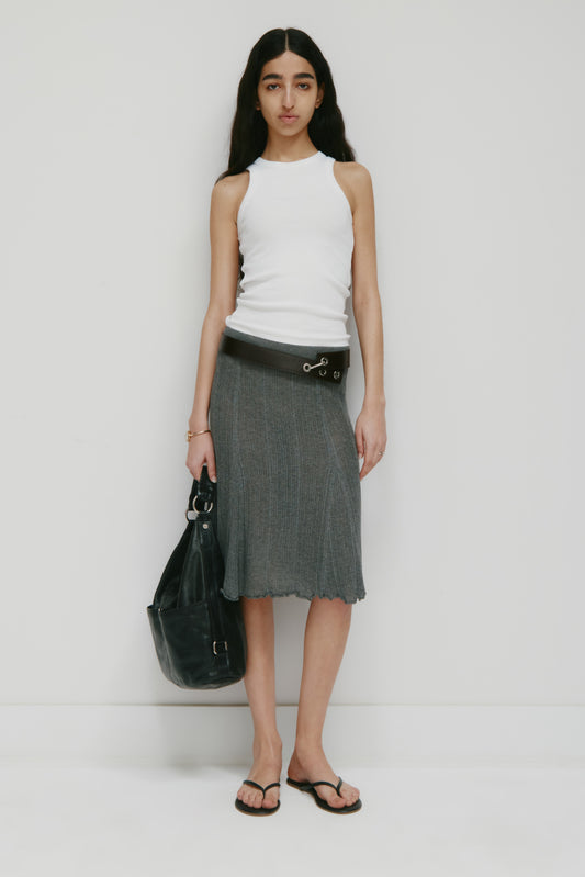 Women's Solis Ribbed Knit Skirt in Charcoal Mix