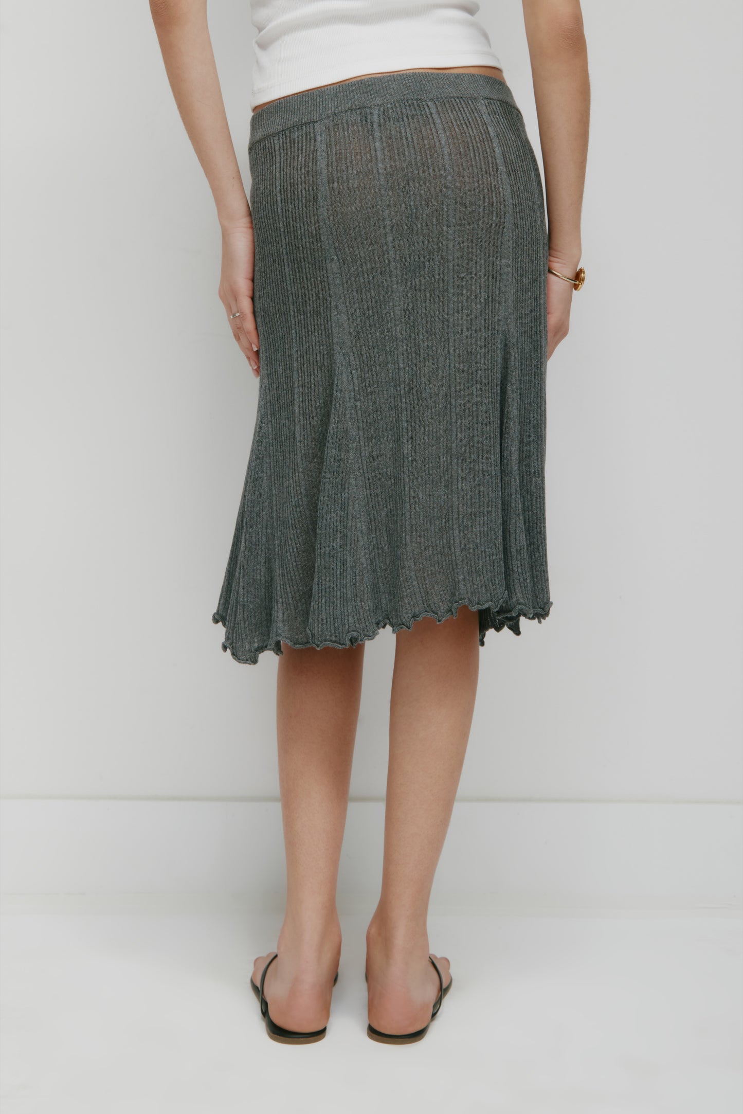 Women's Solis Ribbed Knit Skirt in Charcoal Mix