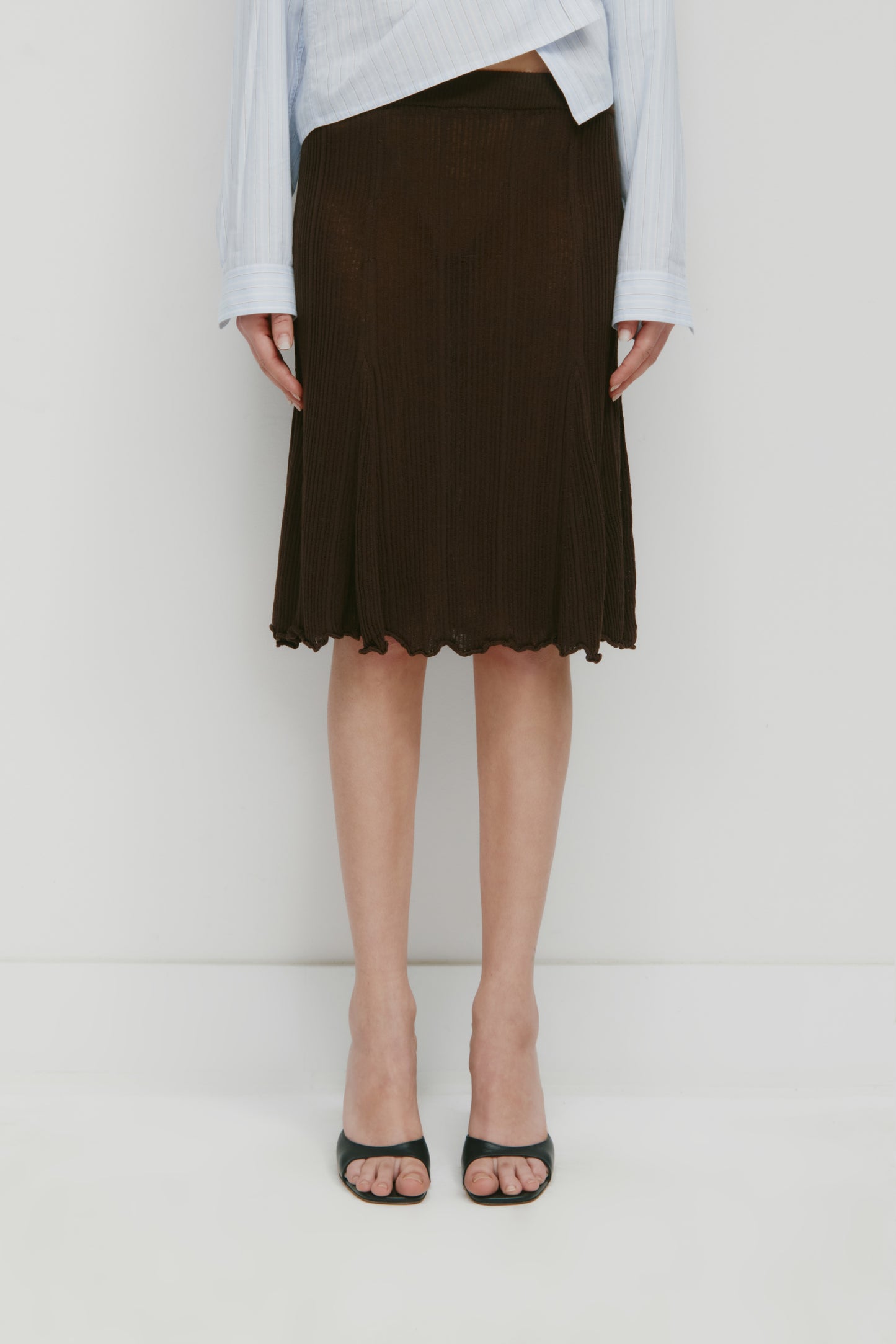 Women's Solis Ribbed Knit Skirt in Cocoa