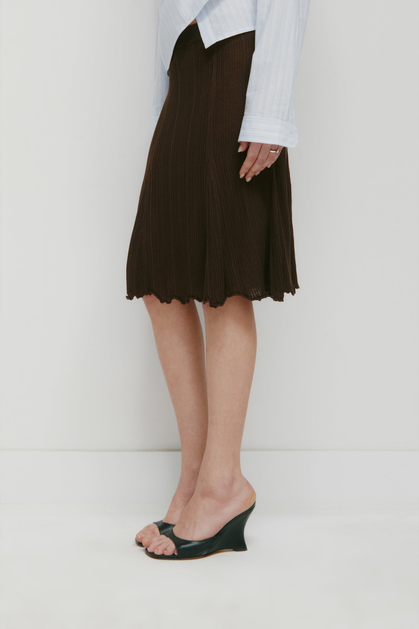 Women's Solis Ribbed Knit Skirt in Cocoa