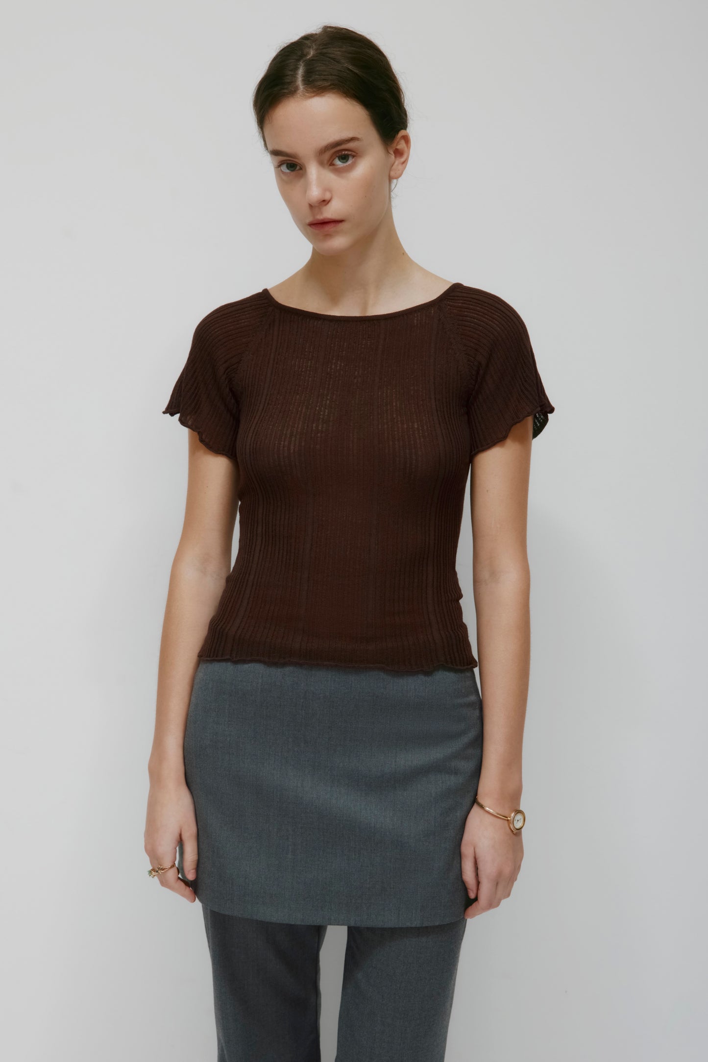 Women's Solis Ribbed Knit Top in Cocoa