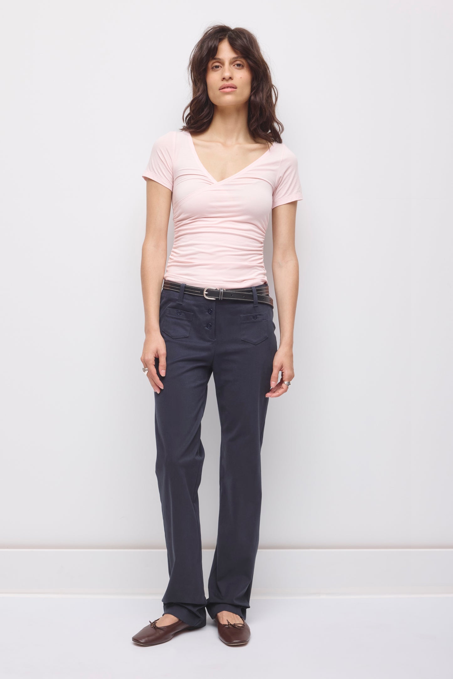 Women's Thana Wrap Top in Barely Pink