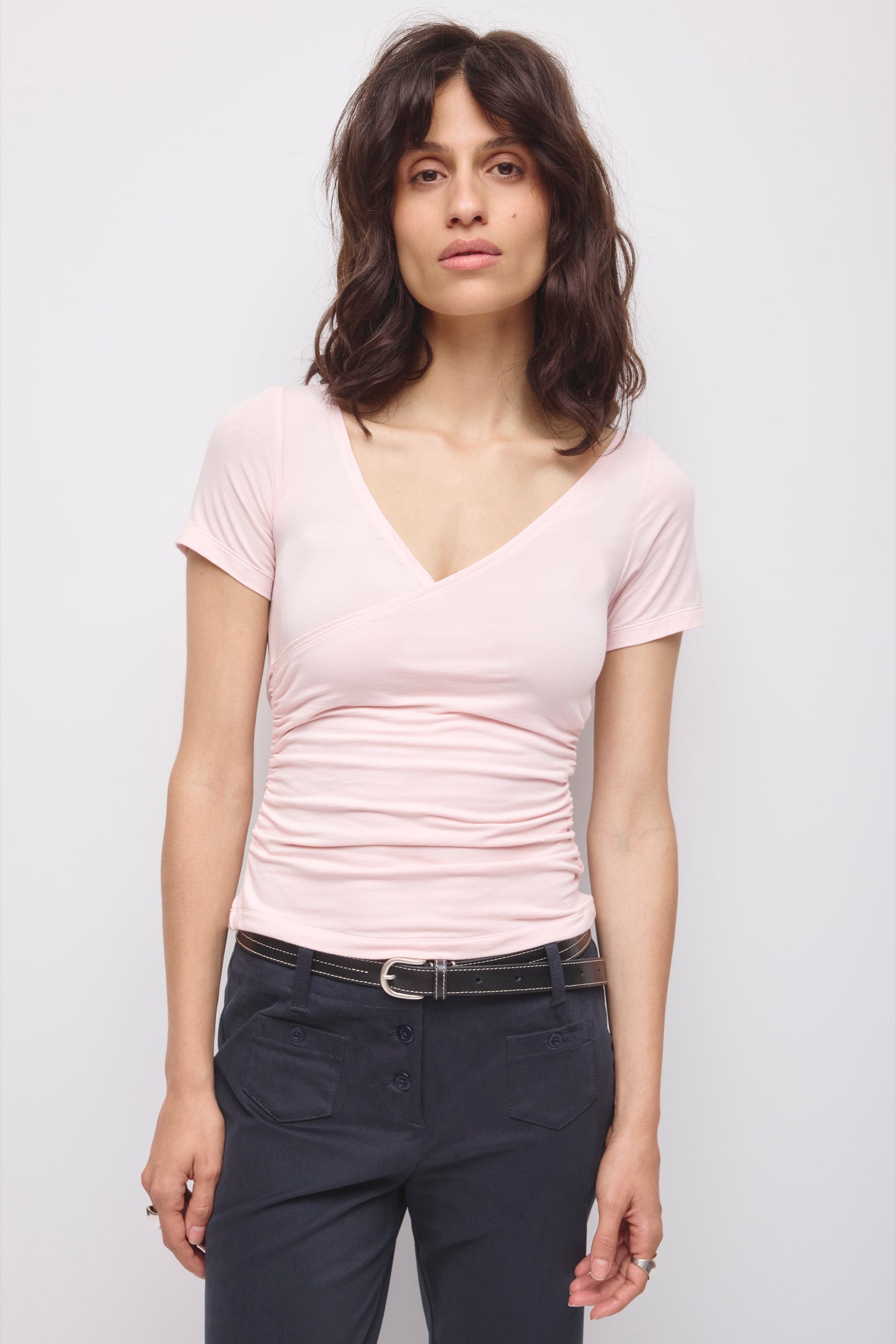 Women's Thana Wrap Top in Barely Pink
