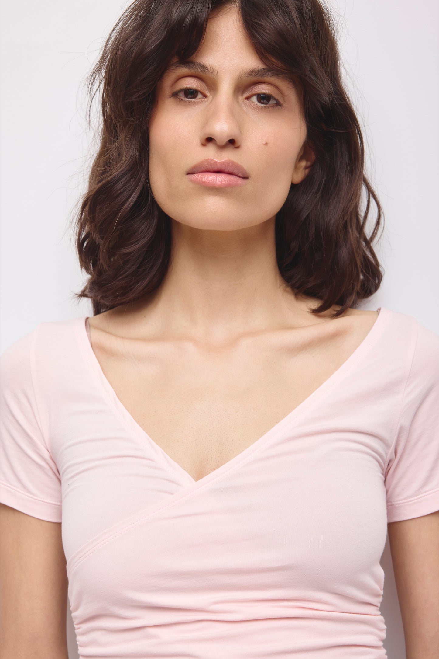 Women's Thana Wrap Top in Barely Pink