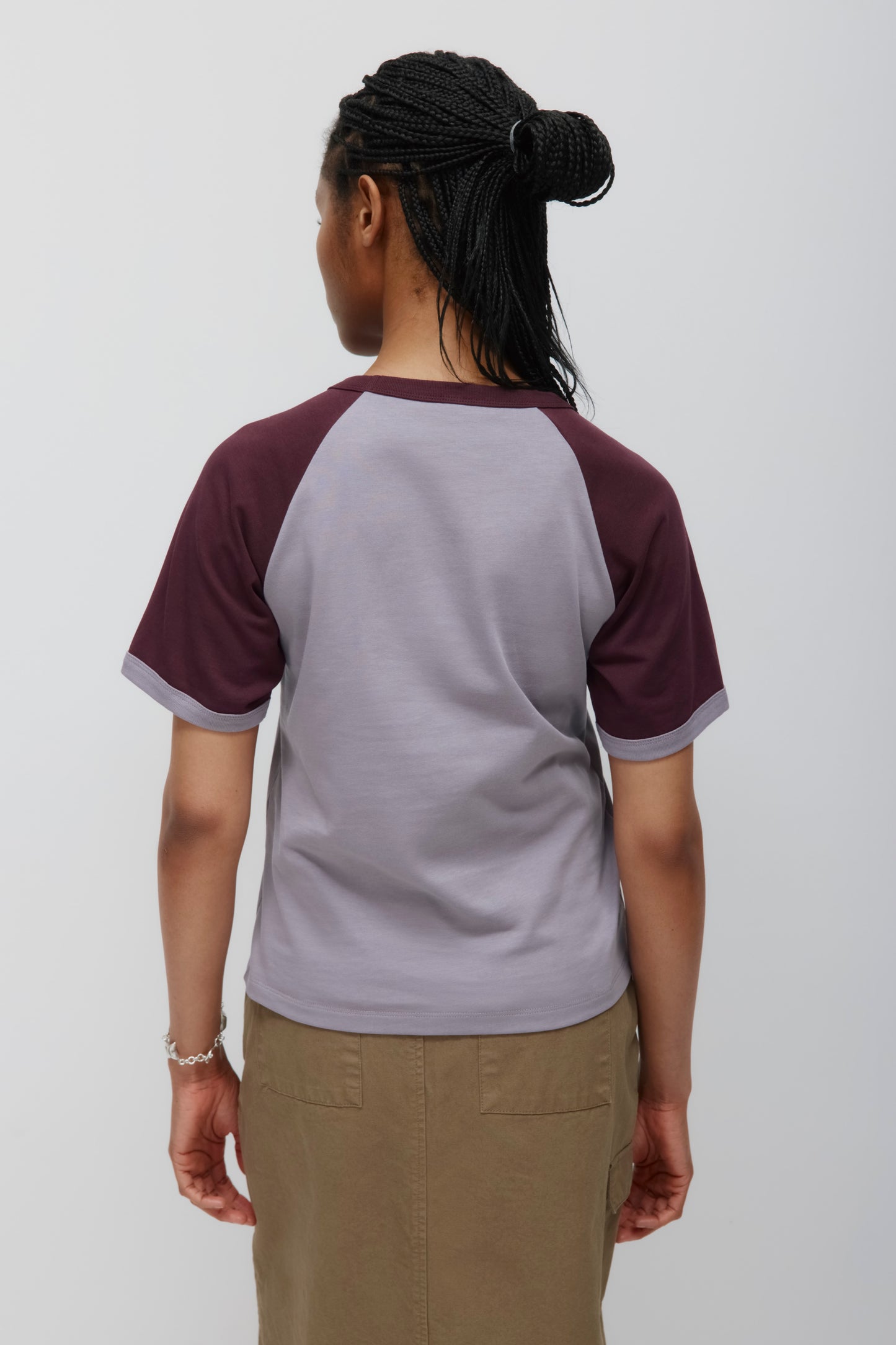 Women's Varsity V-neck Tee in Dusty Grape/Plum