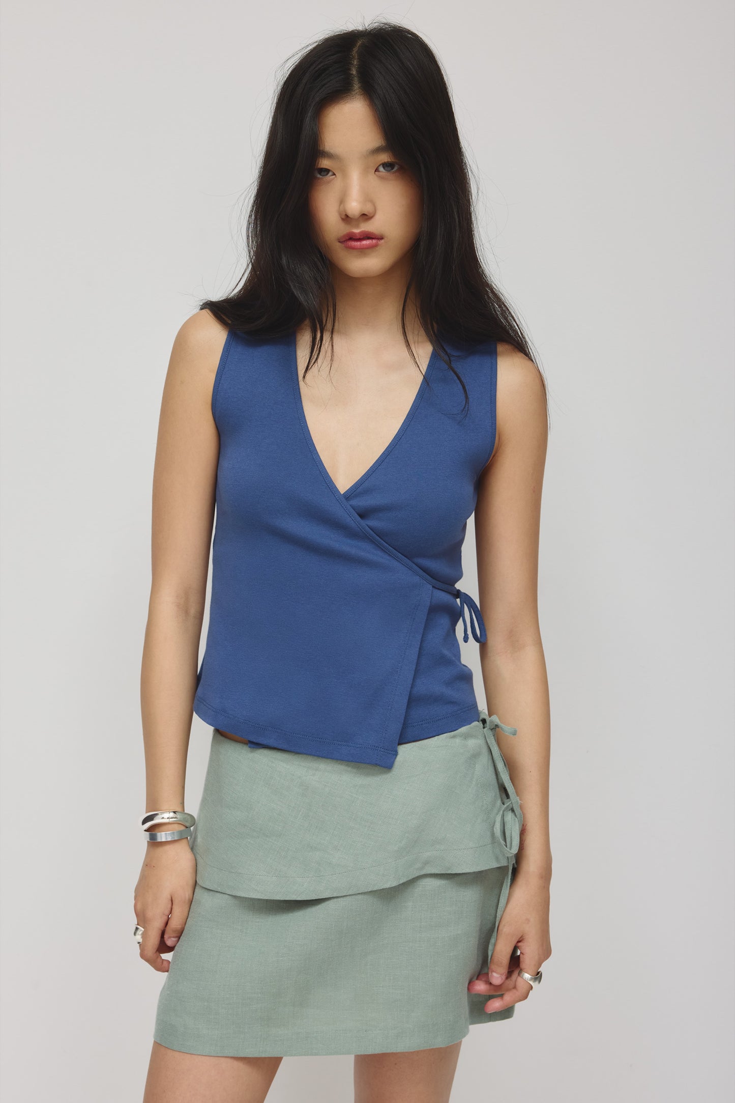 Women's Wrapped Tank in Dark Indigo