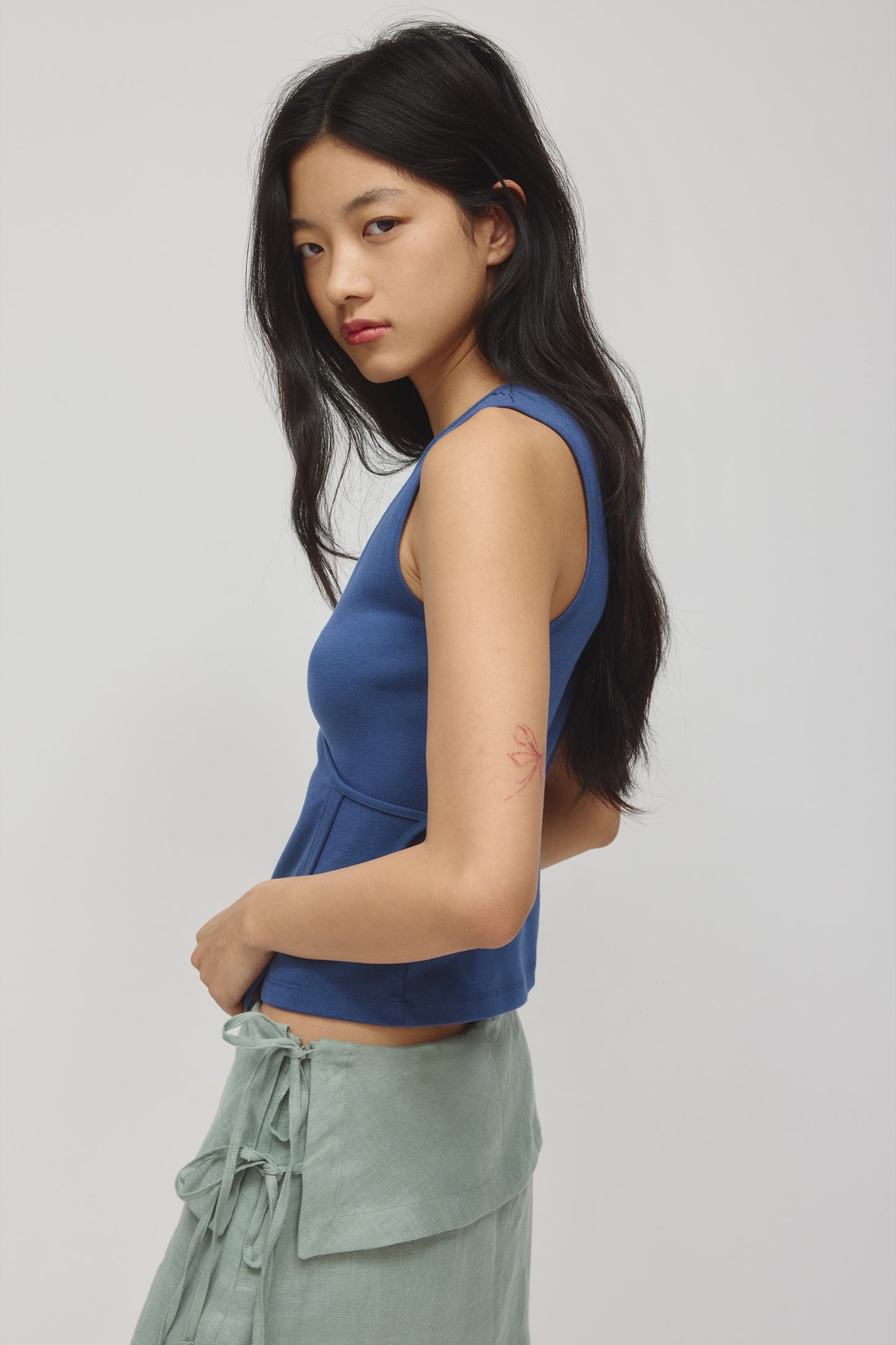 Women's Wrapped Tank in Dark Indigo