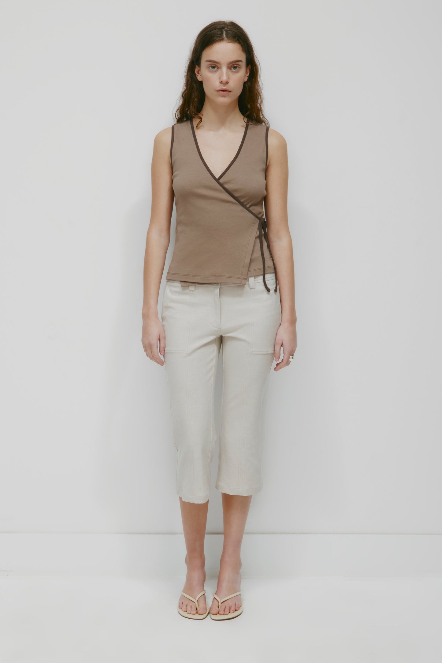 Women's Wrapped Tank in Taupe/Espresso