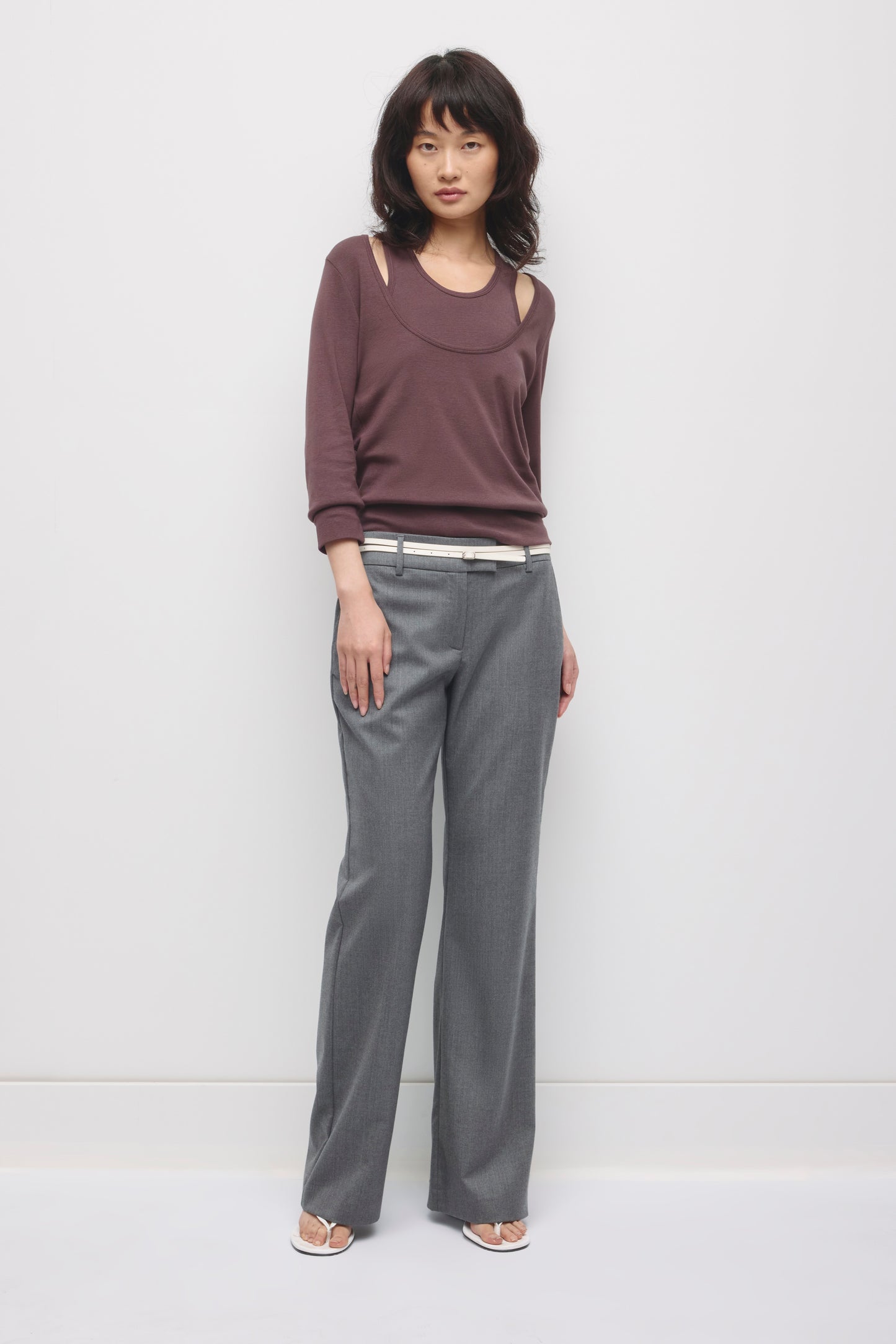 Women's Zahra Layered Scoop Tee in Chocolate Plum