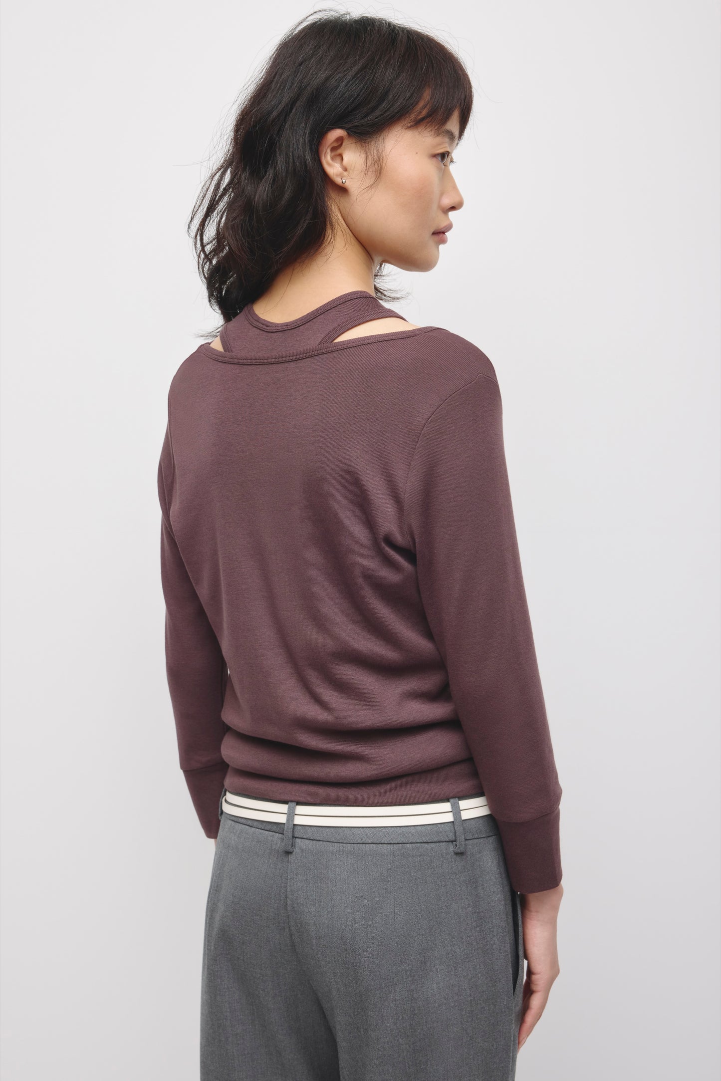 Women's Zahra Layered Scoop Tee in Chocolate Plum
