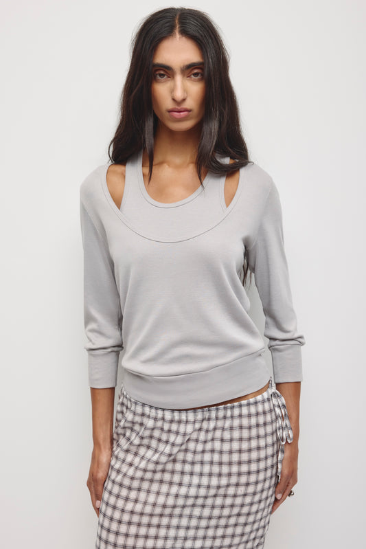 Women's Zahra Layered Scoop Tee in Gypsum