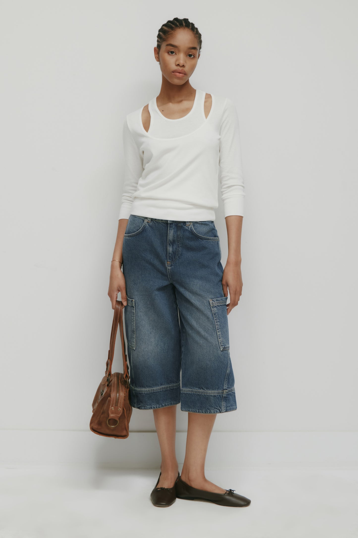 Women's Zahra Layered Scoop Tee in Marshmallow