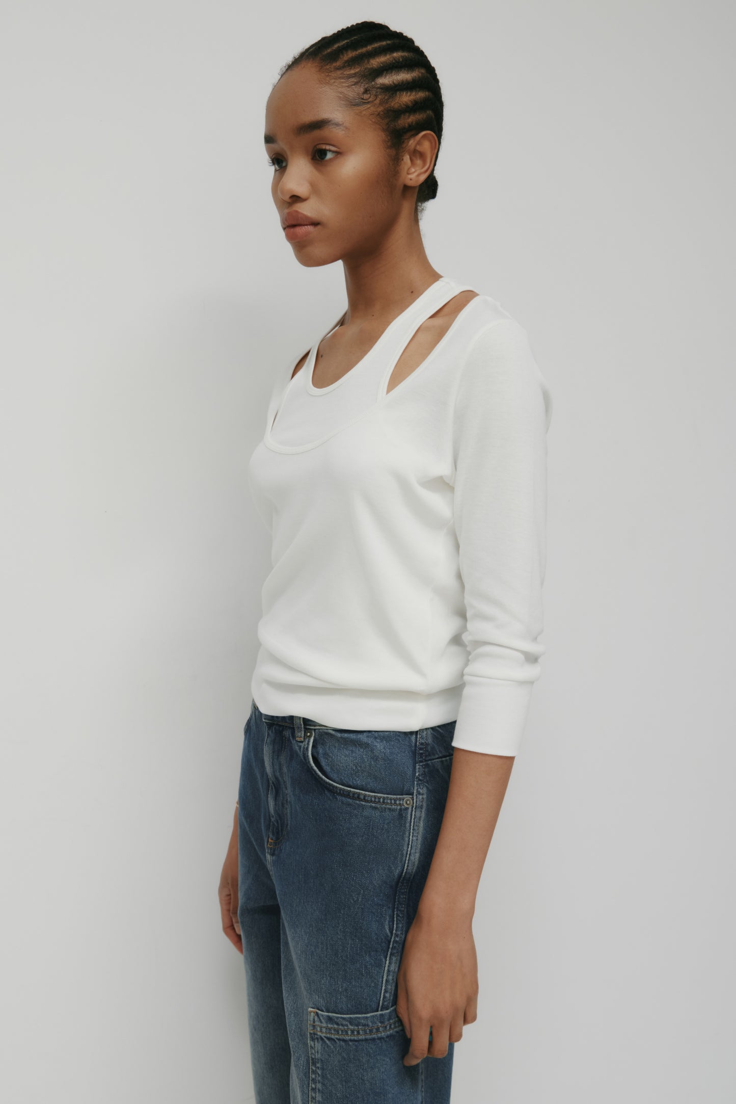 Women's Zahra Layered Scoop Tee in Marshmallow