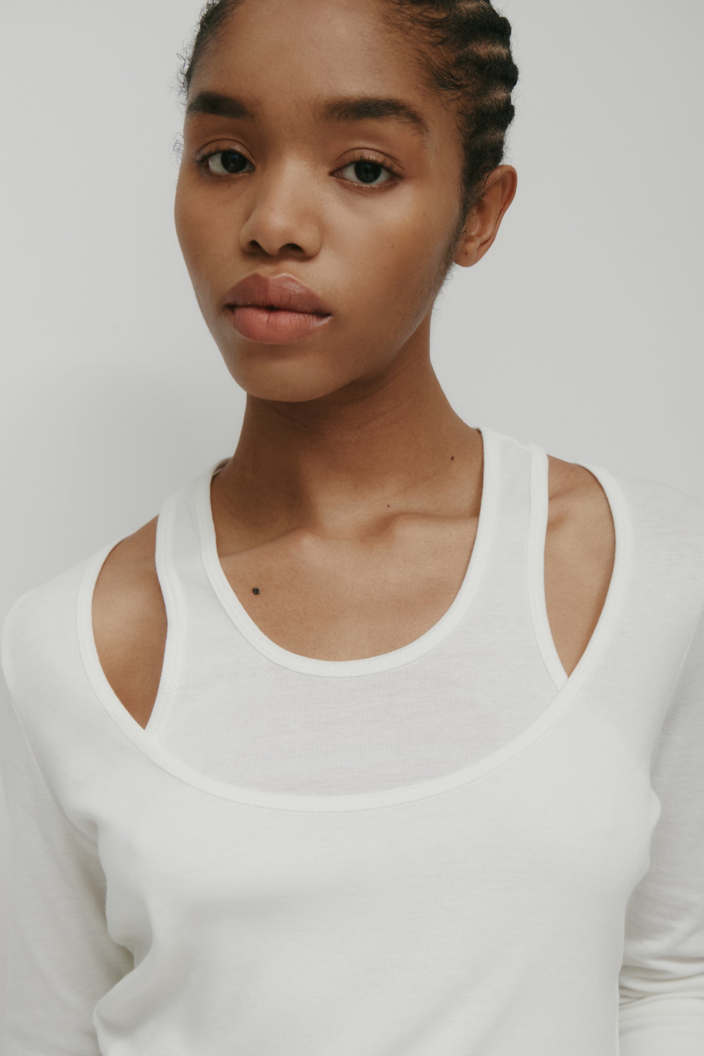 Women's Zahra Layered Scoop Tee in Marshmallow