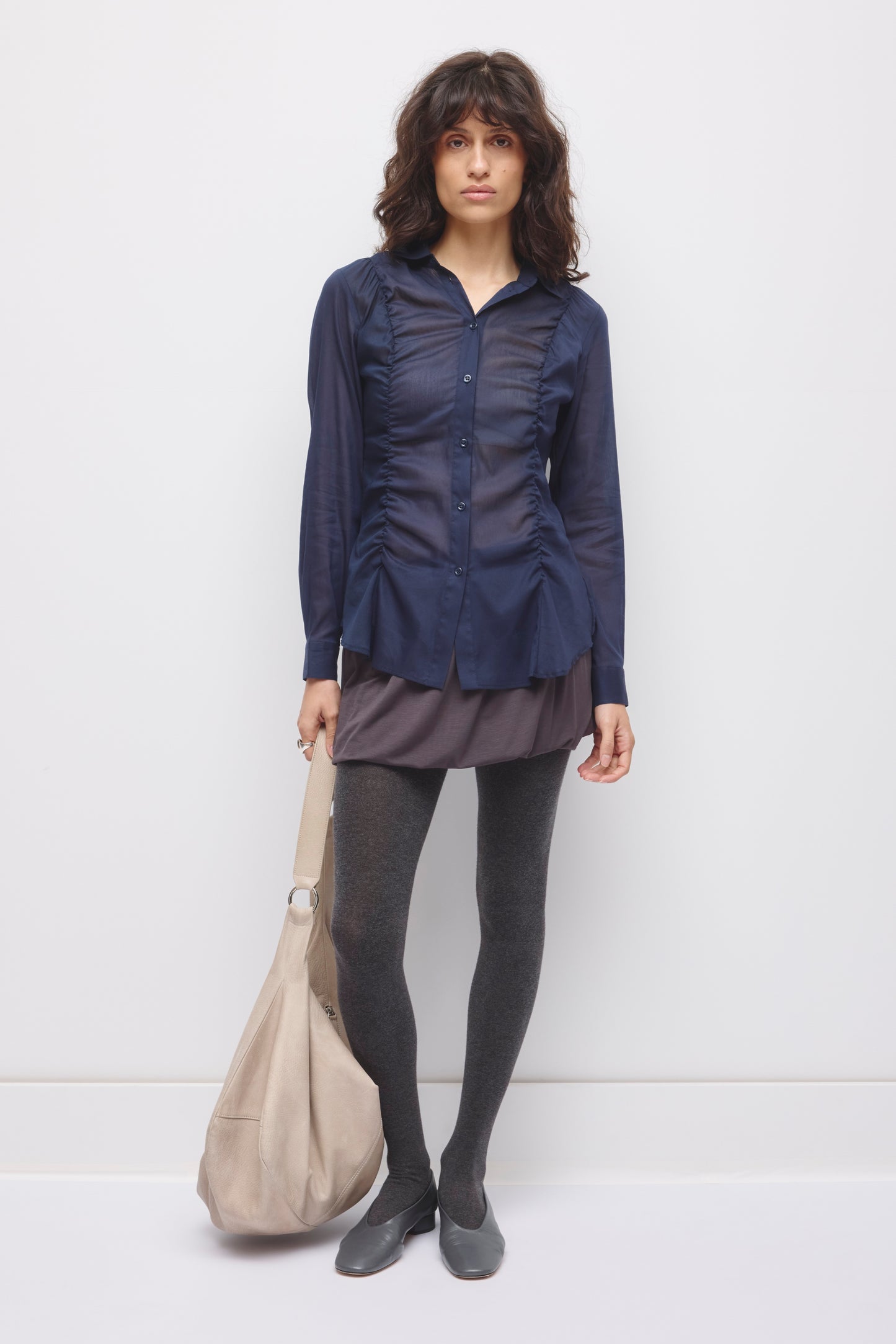 Women's Zaina Ruched Shirt in Deep Ocean