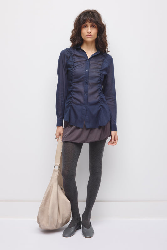 Women's Zaina Ruched Shirt in Deep Ocean