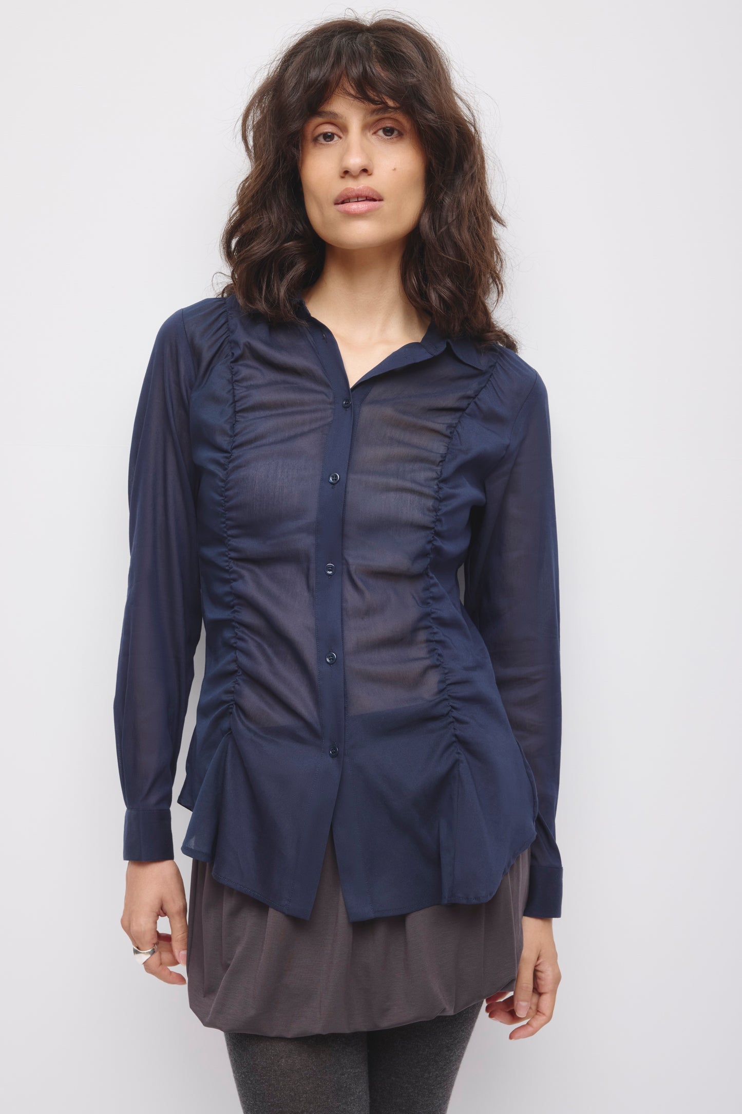 Women's Zaina Ruched Shirt in Deep Ocean
