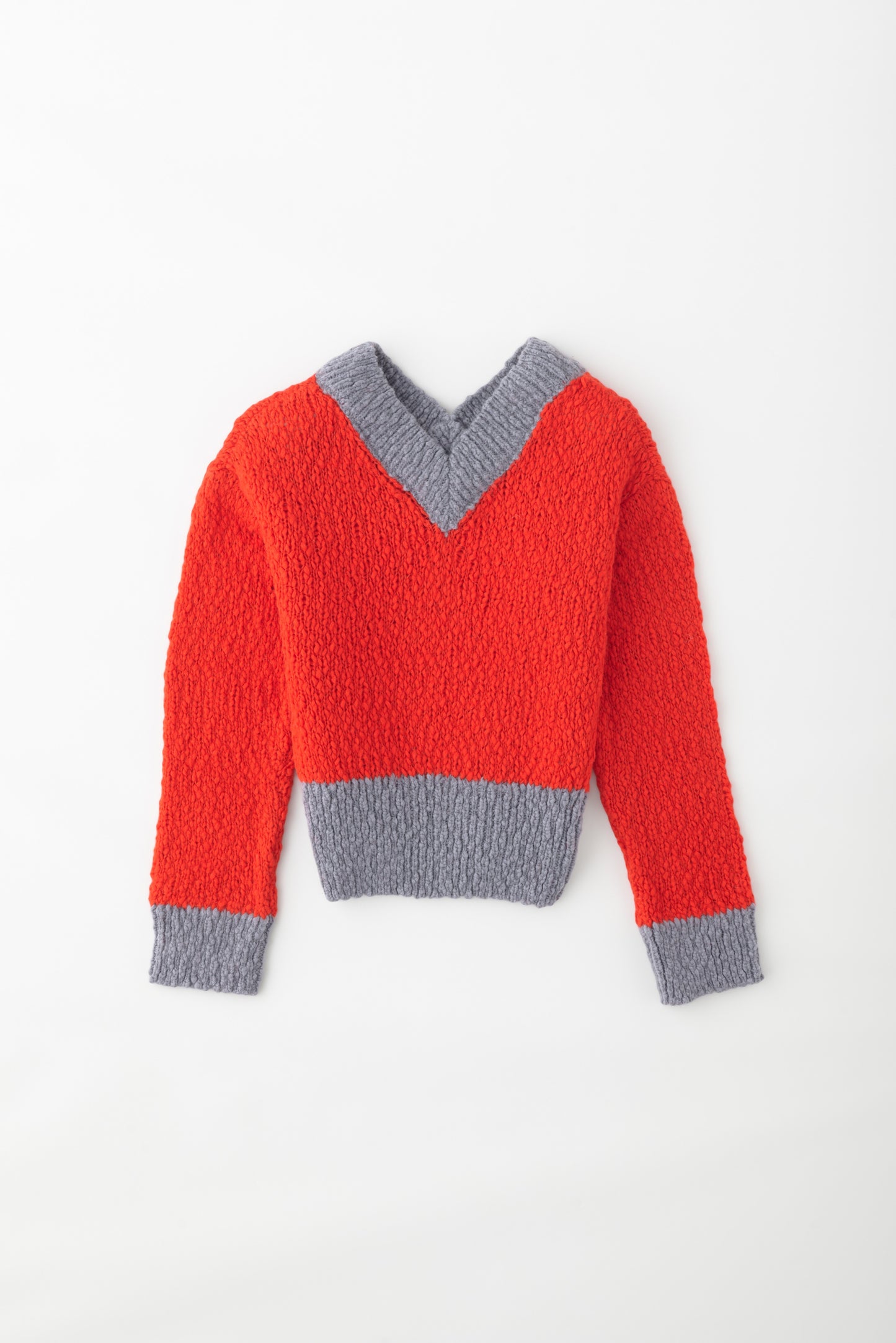 Women's Sia V-neck Sweater in Fiery Red/Medium Grey