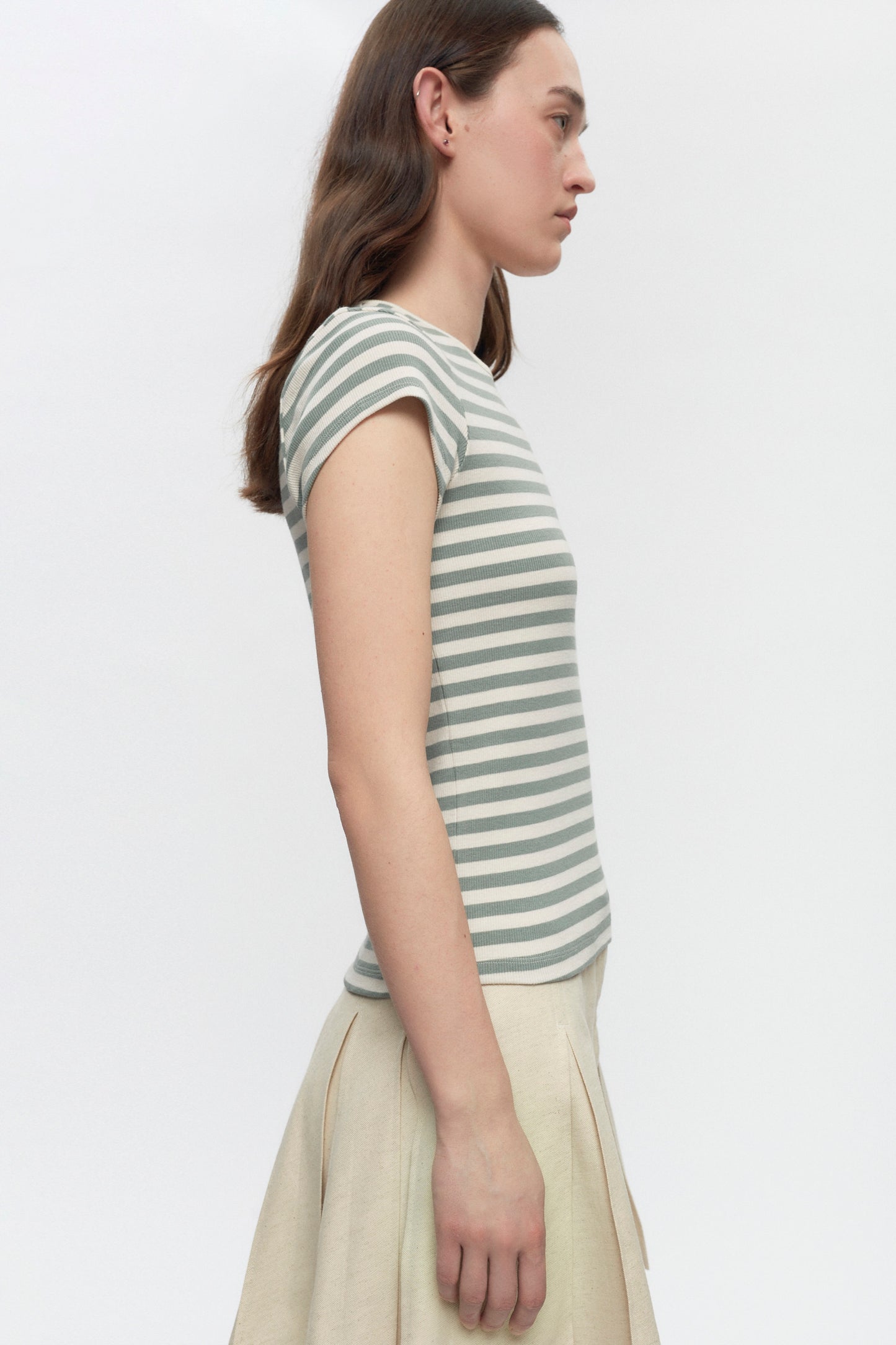 Women's 90's Tee in Lily Pad/Marsh Stripe