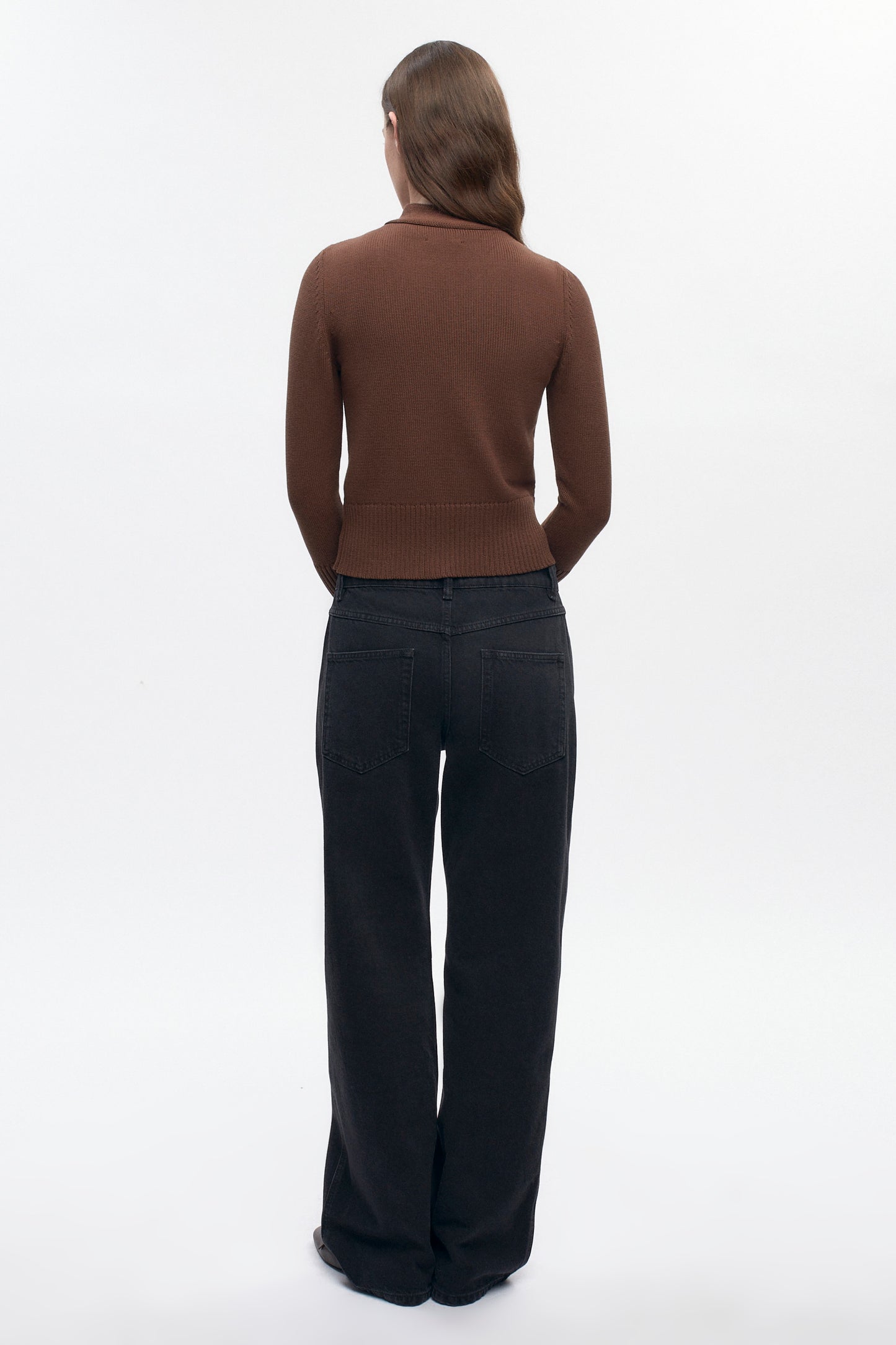 Women's Asymmetric Button Cardigan in Cocoa