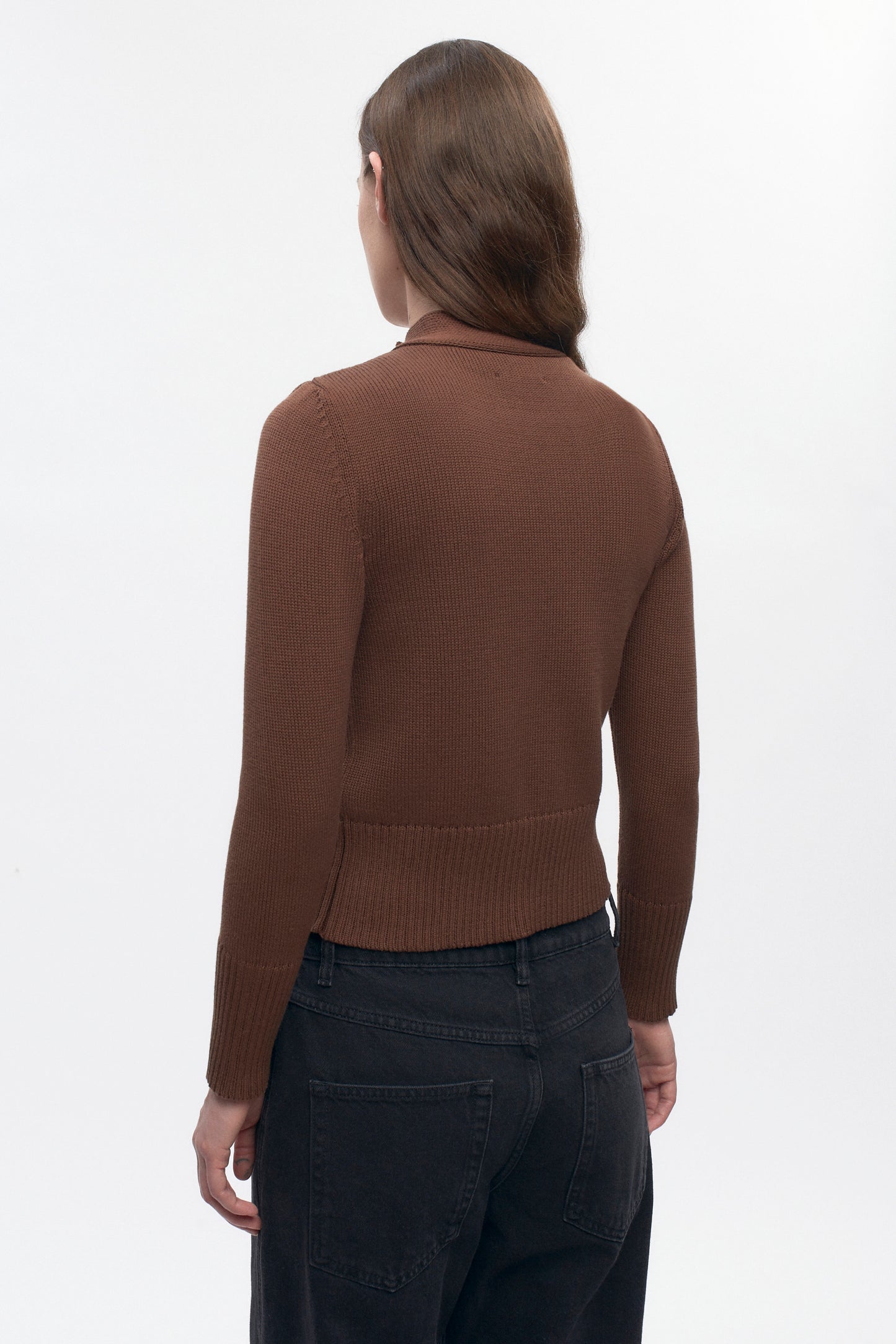 Women's Asymmetric Button Cardigan in Cocoa