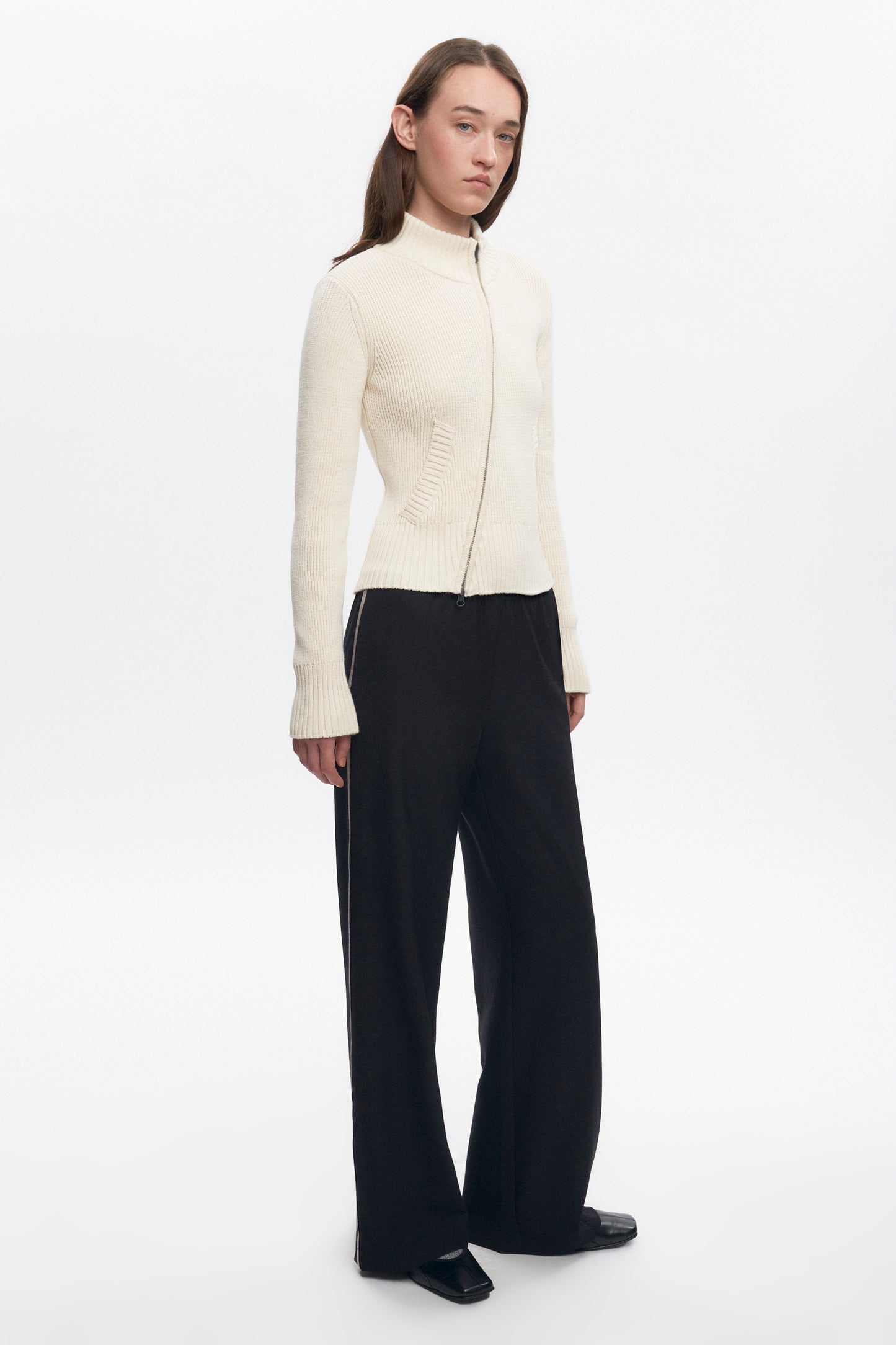 Women's Asymmetric Zip Sweater in Marshmallow