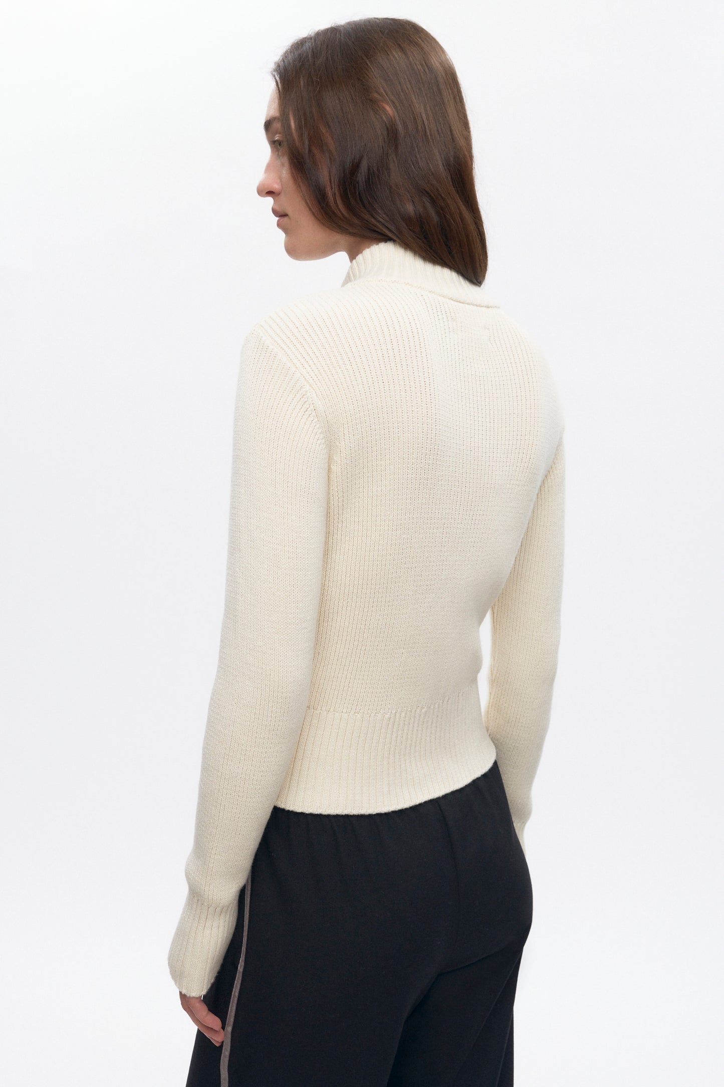 Women's Asymmetric Zip Sweater in Marshmallow