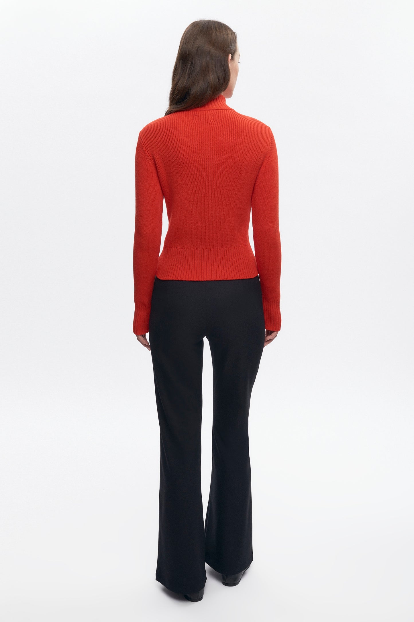 Women's Asymmetric Zip Sweater in Fiery Red