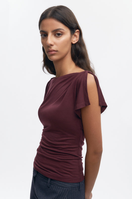 Women's Ayla Boatneck Top in Plum