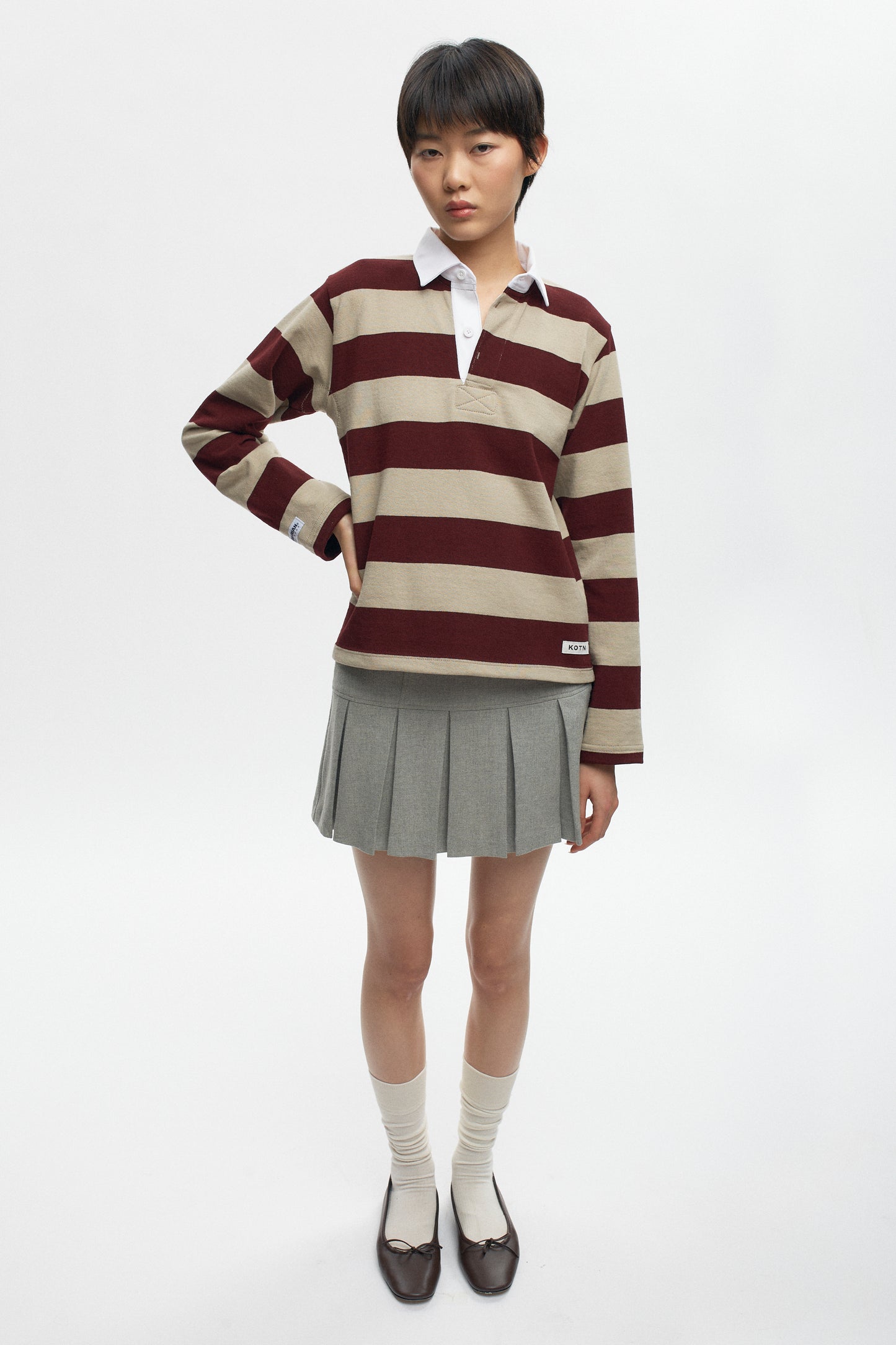 Women's Barbarian Rugby Shirt in Taupe/Harvard