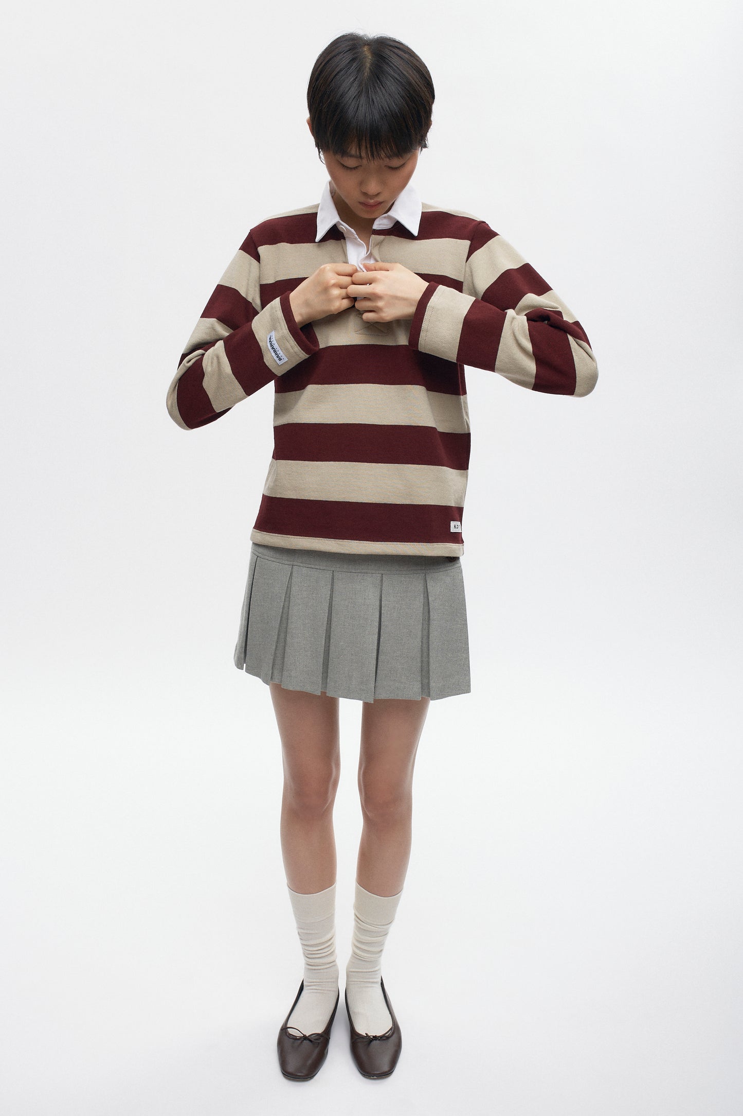 Women's Barbarian Rugby Shirt in Taupe/Harvard