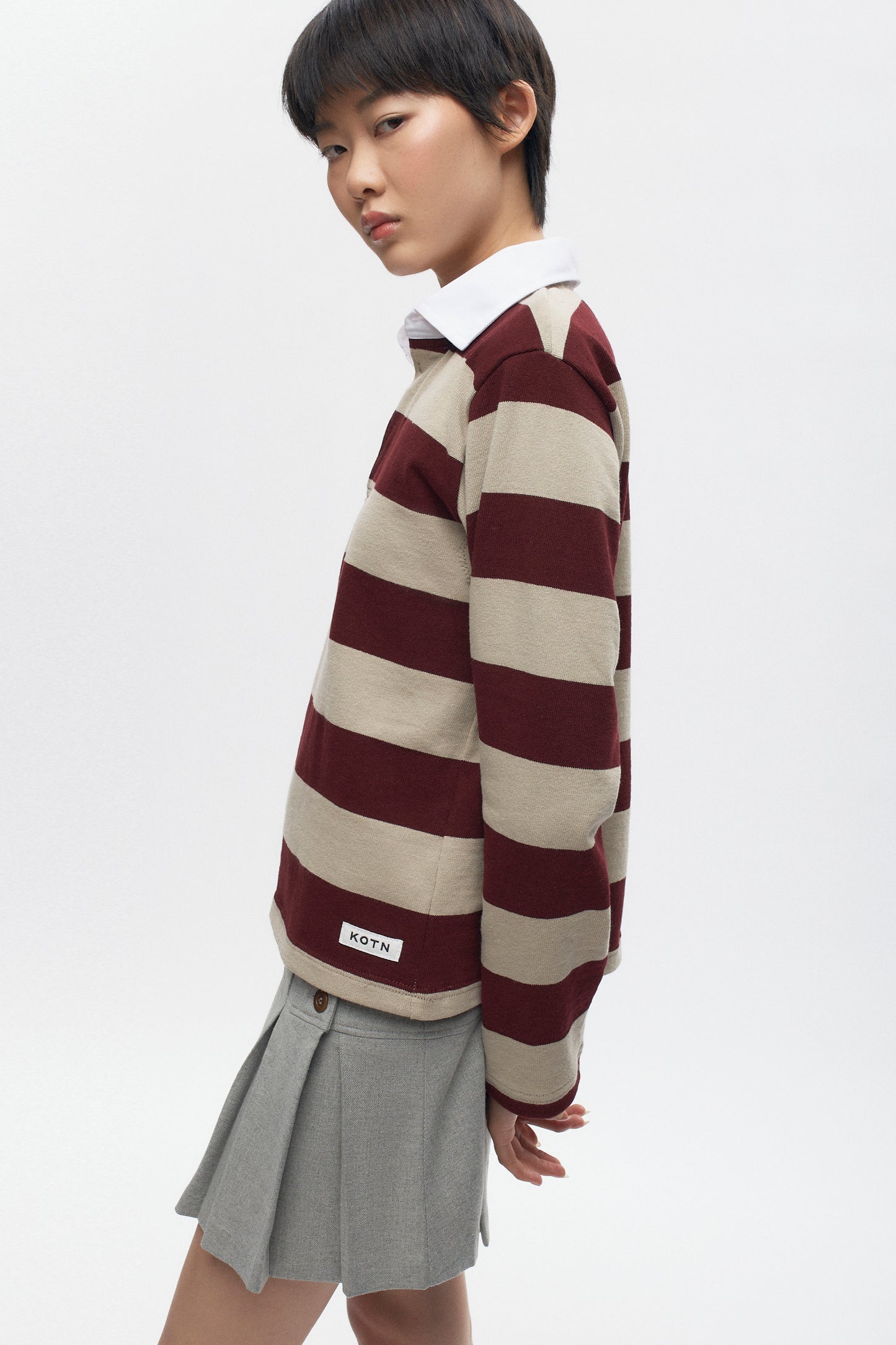 Women's Barbarian Rugby Shirt in Taupe/Harvard