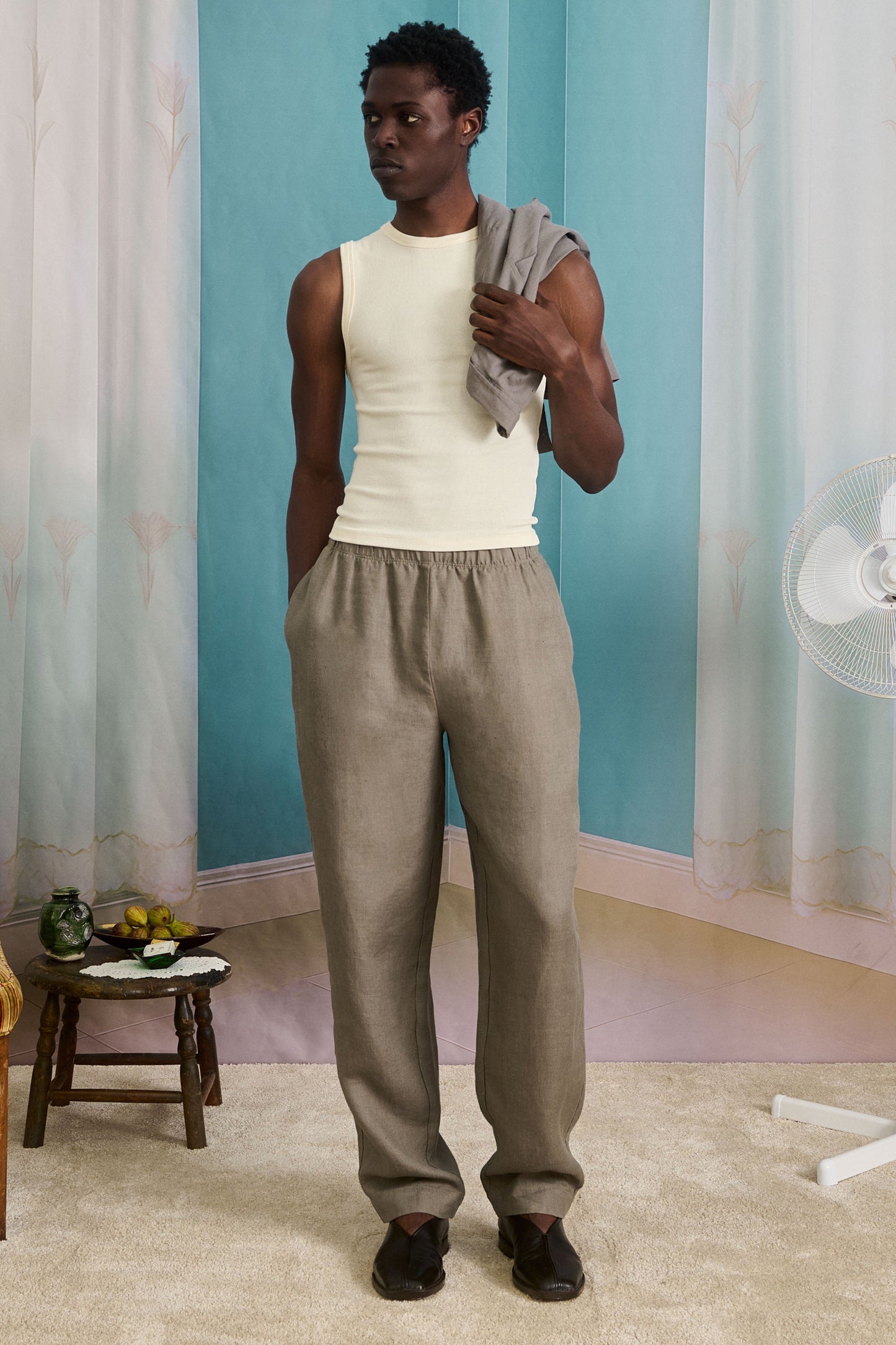 Cairo Linen Pant in Dark Taupe