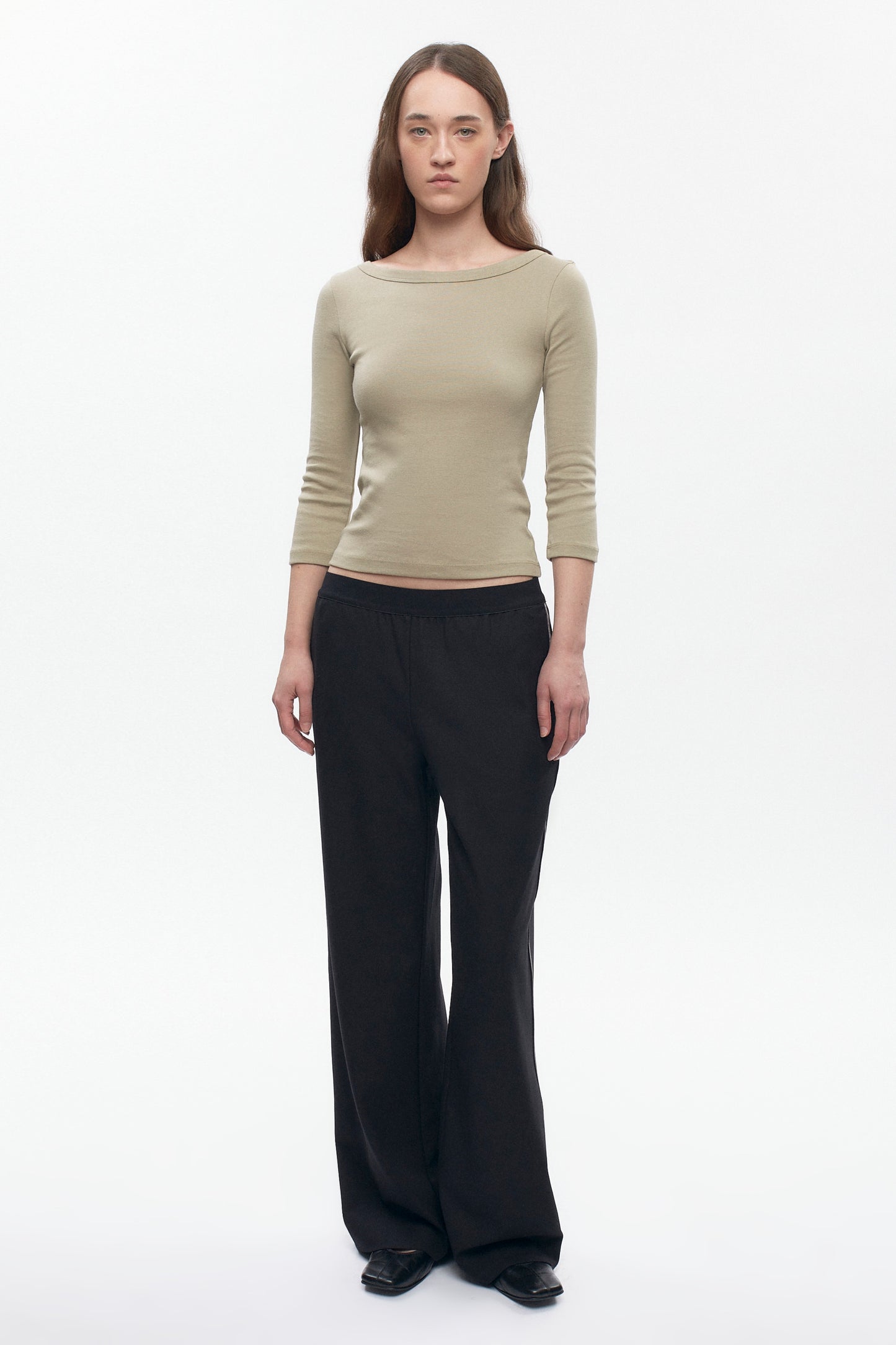 Women's Boatneck 3/4 Sleeve Top in Desert