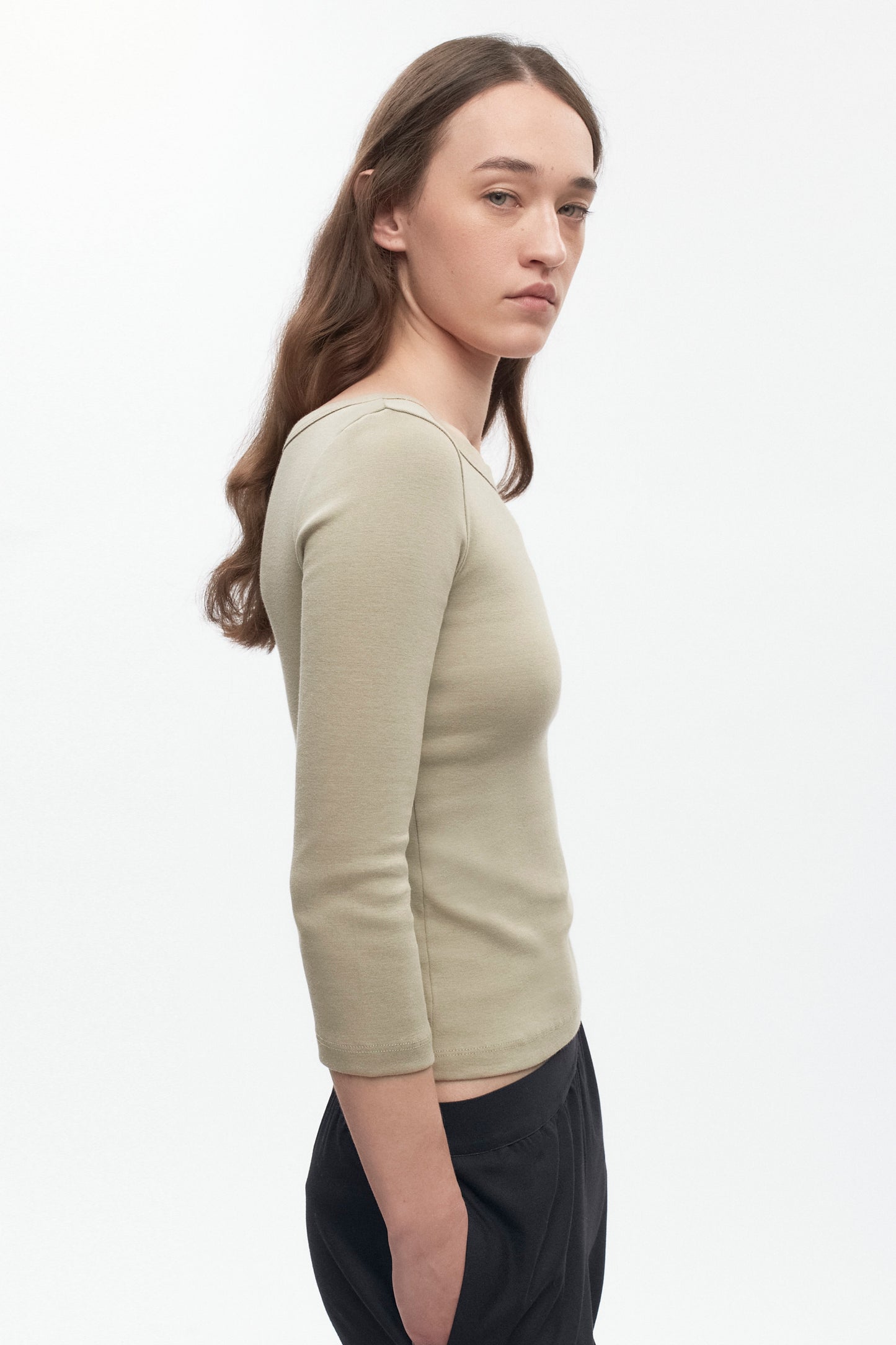 Women's Boatneck 3/4 Sleeve Top in Desert