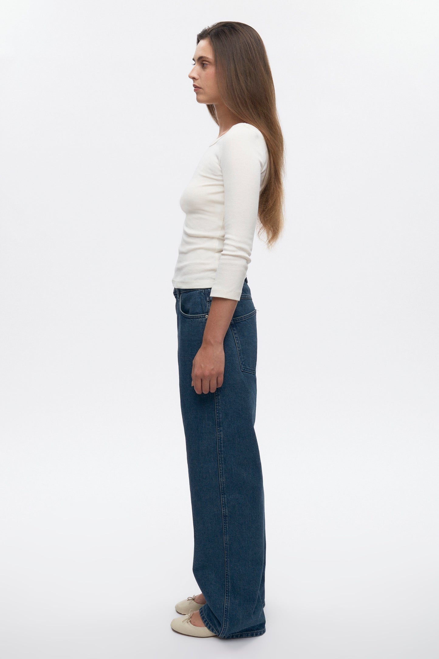 Women's Boatneck 3/4 Sleeve Top in Marshmallow