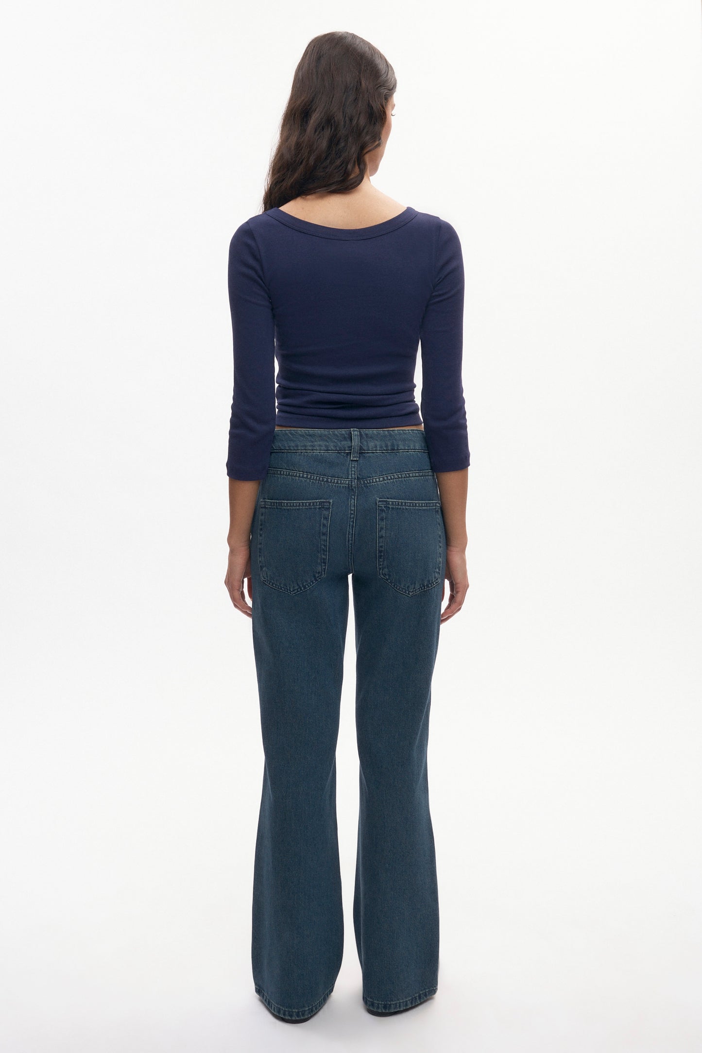 Women's Boatneck 3/4 Sleeve Top in Midnight
