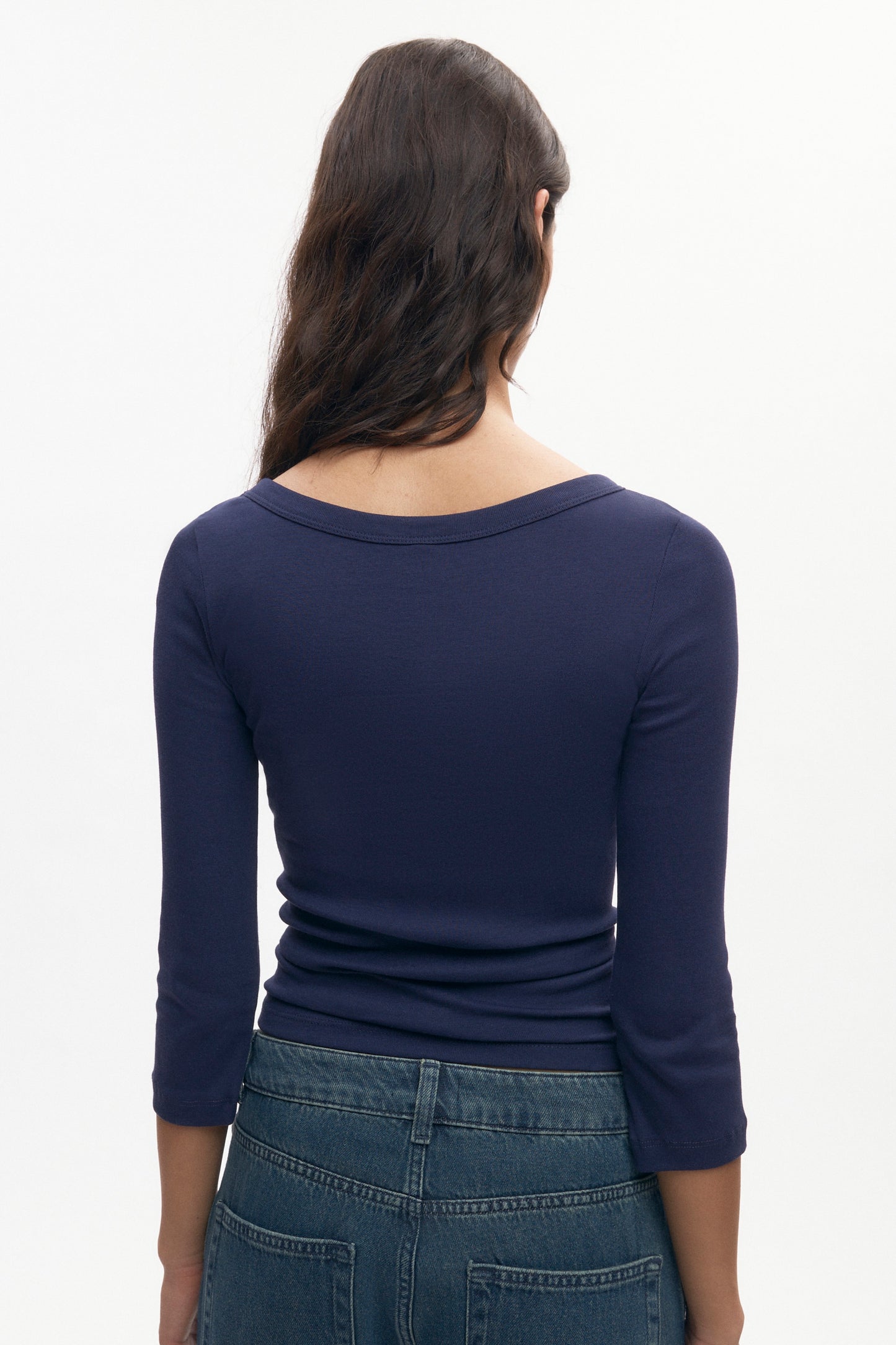 Women's Boatneck 3/4 Sleeve Top in Midnight