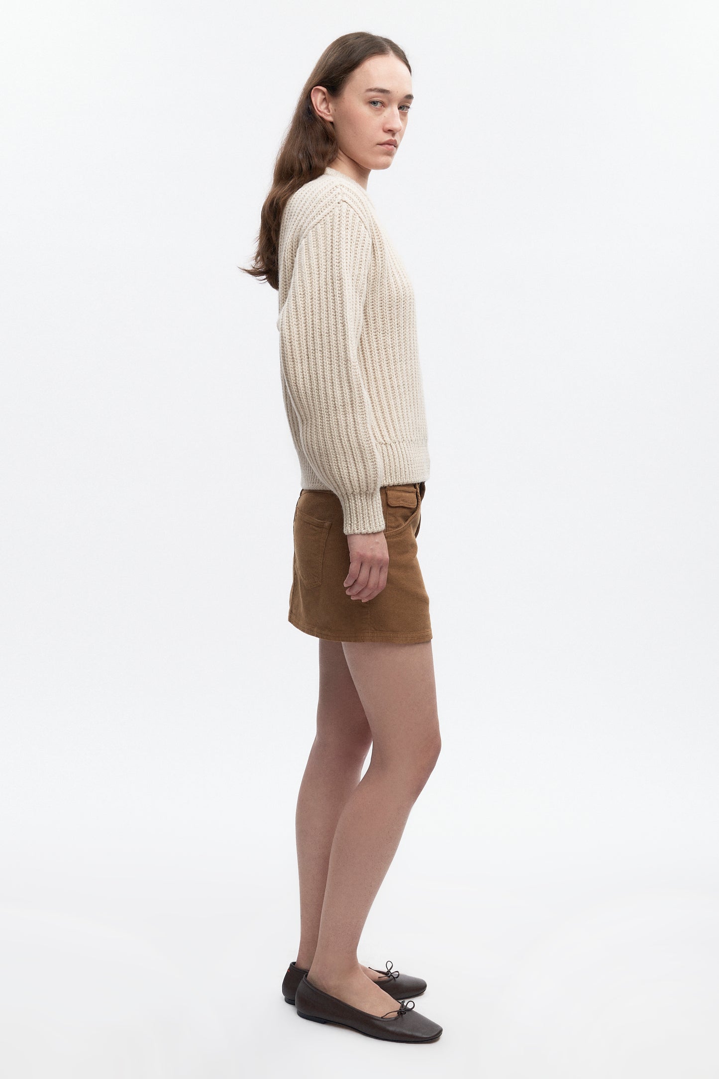 Women's Chunky Wool Crewneck Sweater in Oat