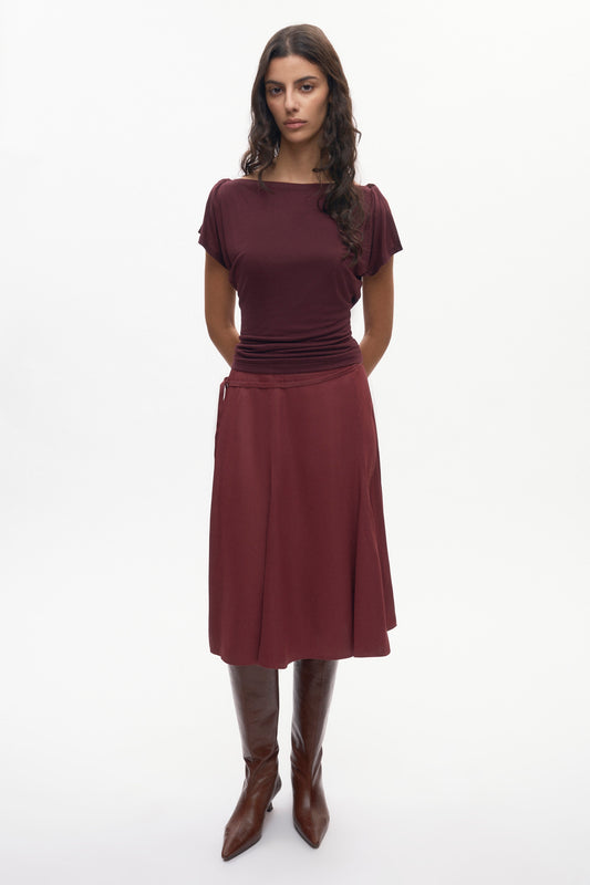 Women's Cleo Midi Skirt in Cabernet